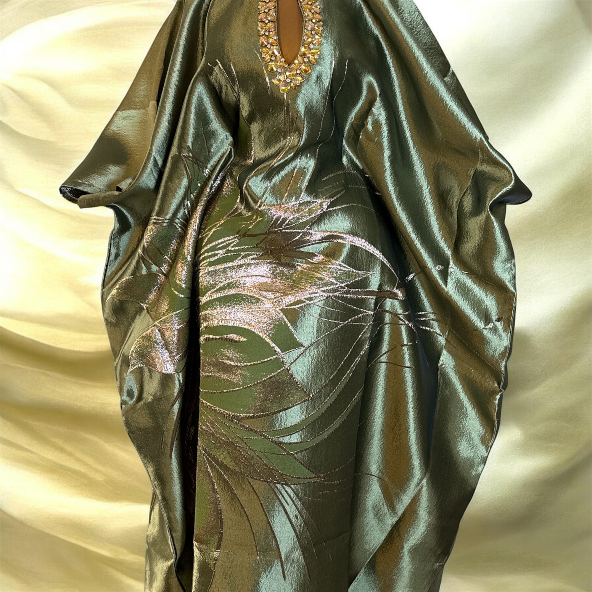 Grace  Luxury embellished Brocade Bubu with Scarf
