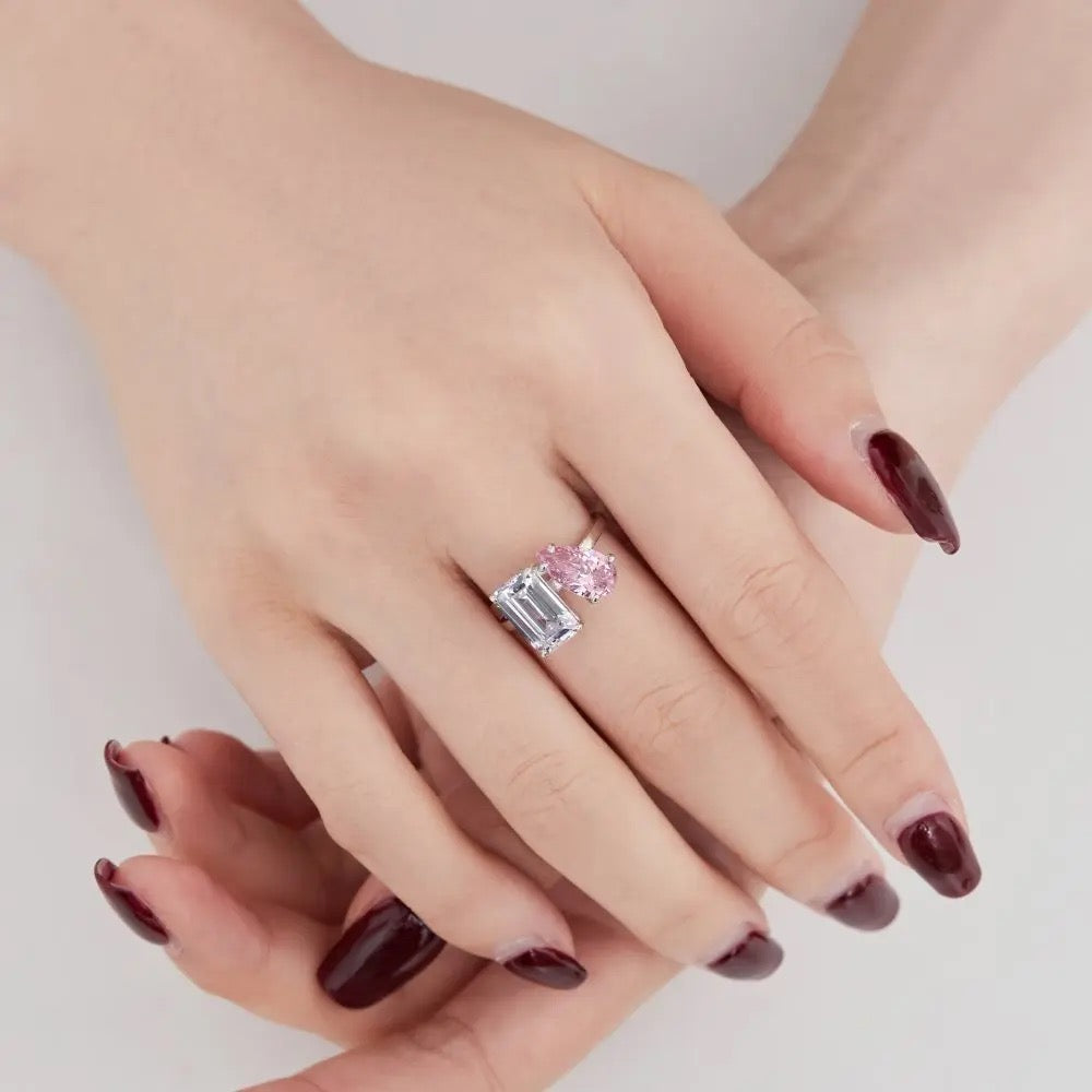 MANDY DOUBLE DIAMOND RING (STERLING SILVER)