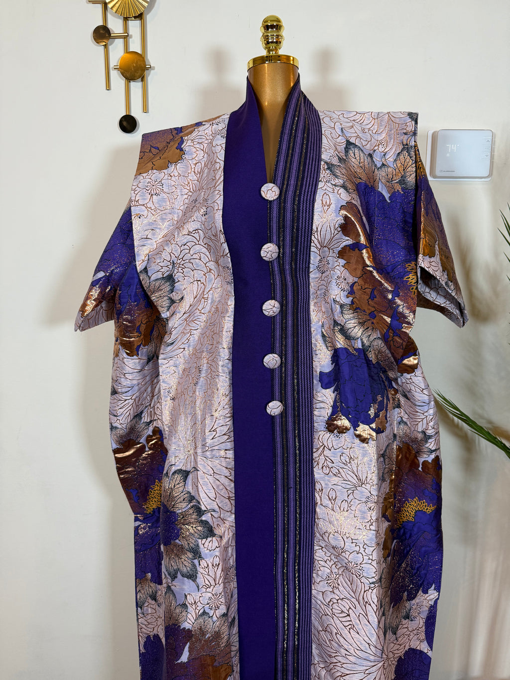 Asoke Brocade Bubu Set 62” Luxury Kaftan with Head Wrap & Inner Belt