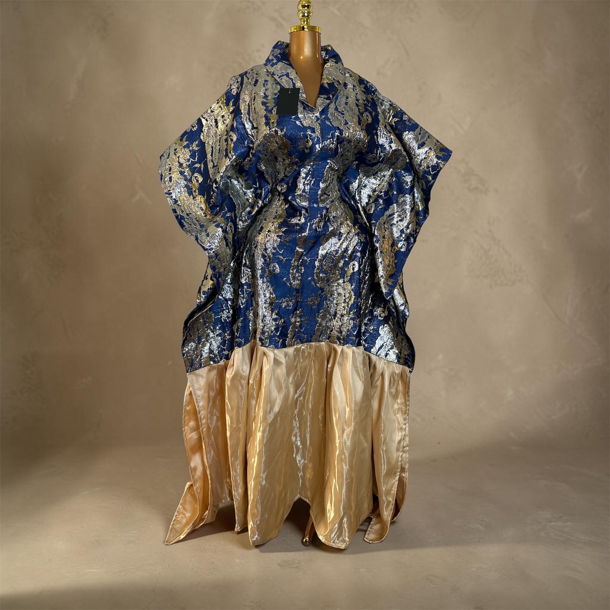 Luxury Brocade Boubou Dress –Ruffle Hem | Elegant African Maxi Dress | One Size Fits All