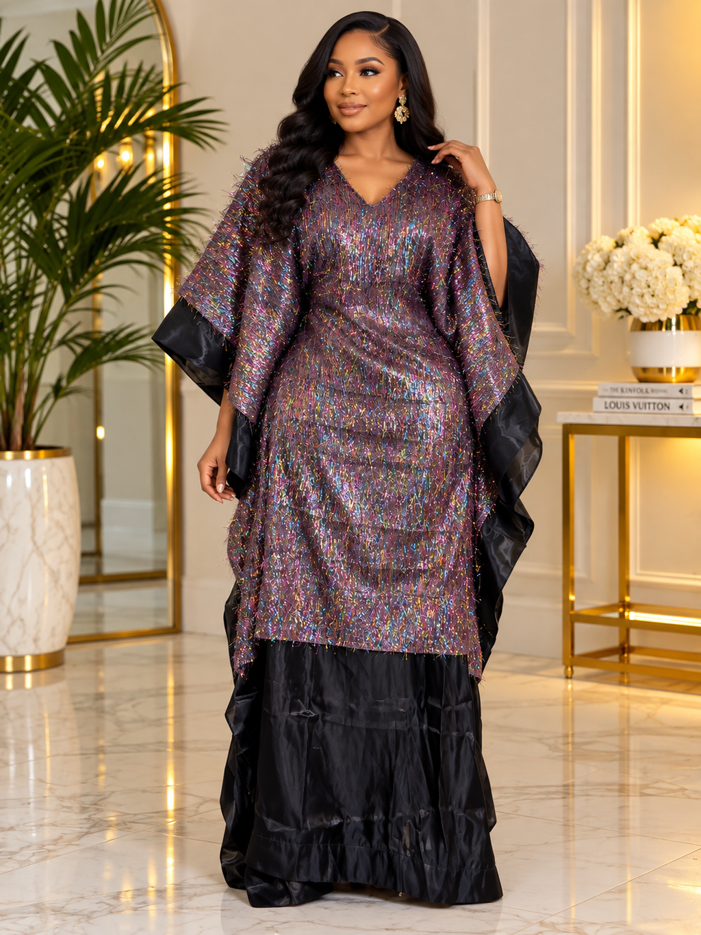 Dazzling Organza Overlay boubou Luxury Boubou Kaftan Dress