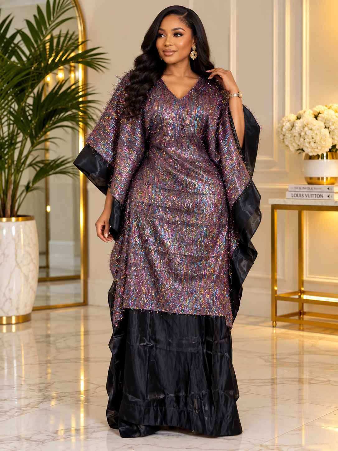 Dazzling Organza Overlay boubou Luxury Boubou Kaftan Dress