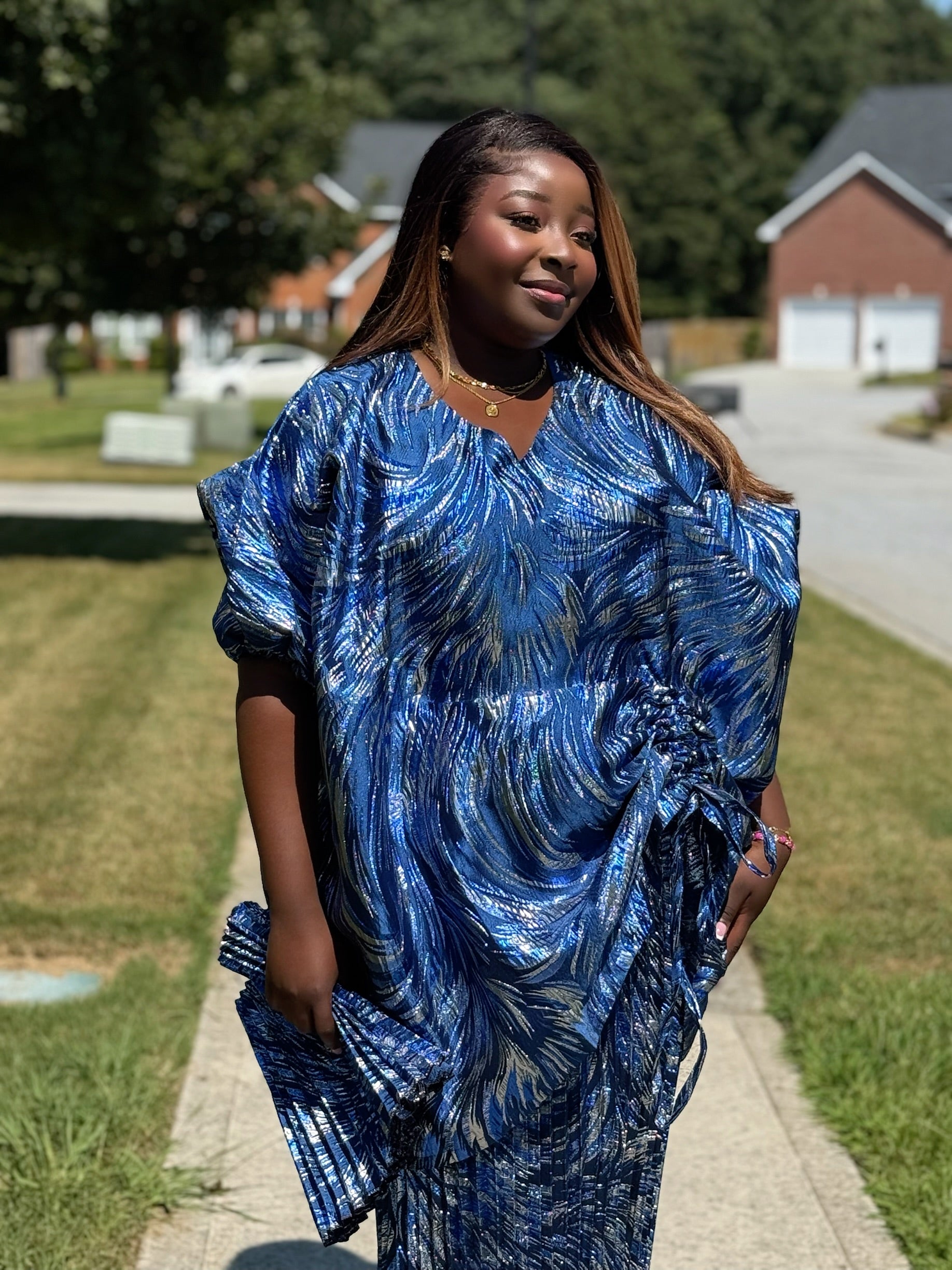 Elegant 2-Piece Pleated Skirt & Bubu Top Set One Size