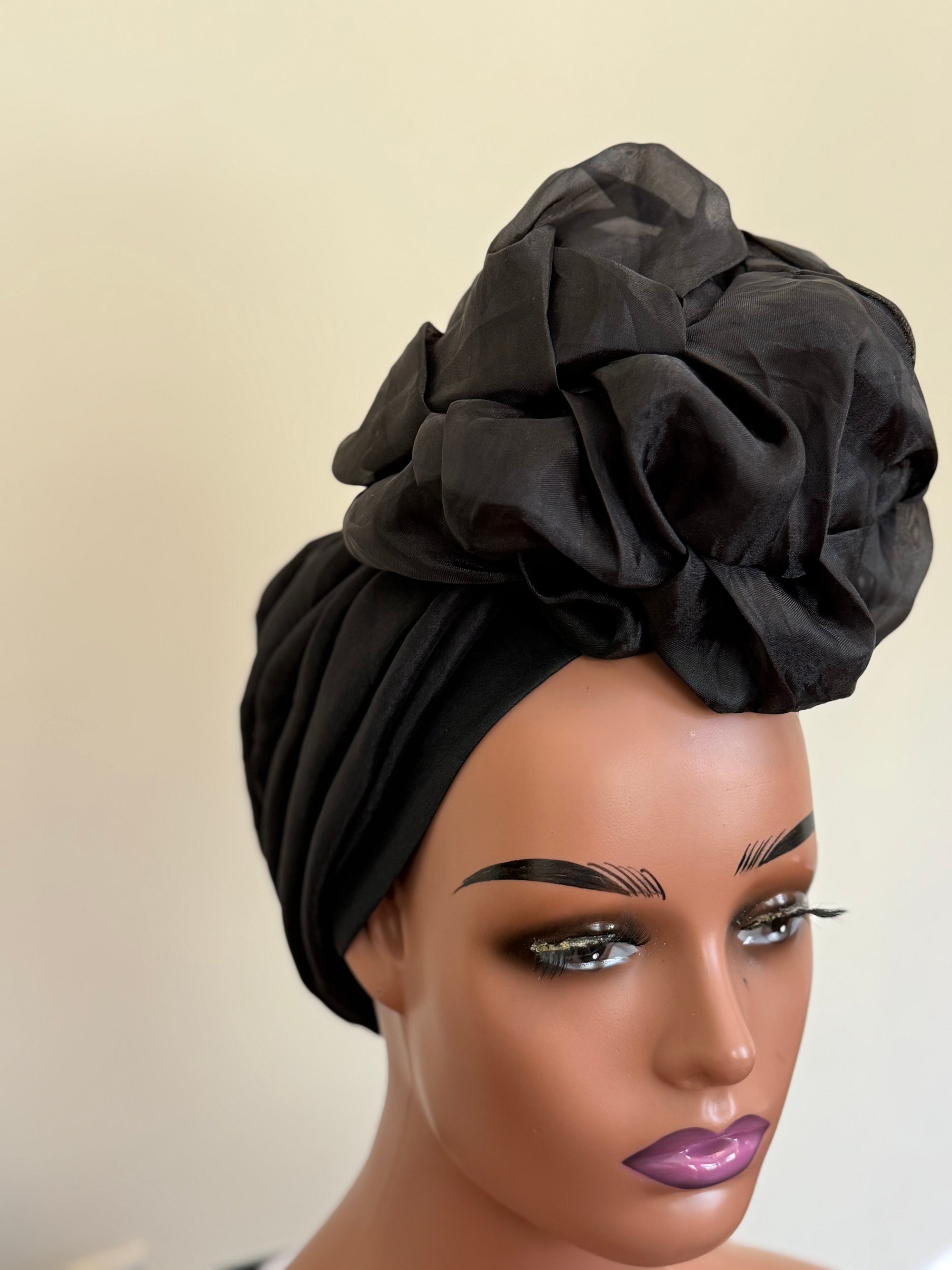 Luxury Beaded Turban with big flower