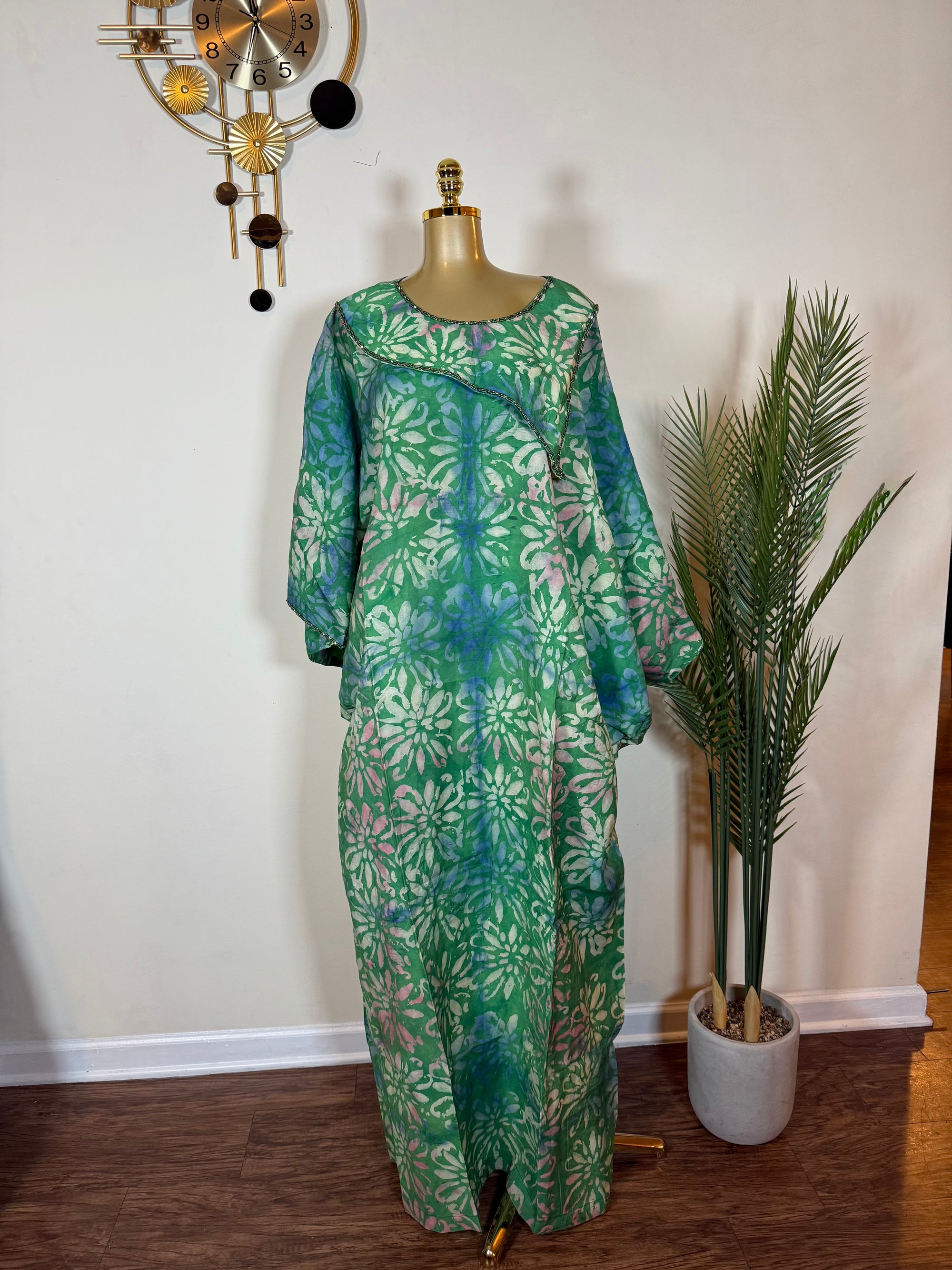 Hand beaded Cotton Batik (Adire) Bubu