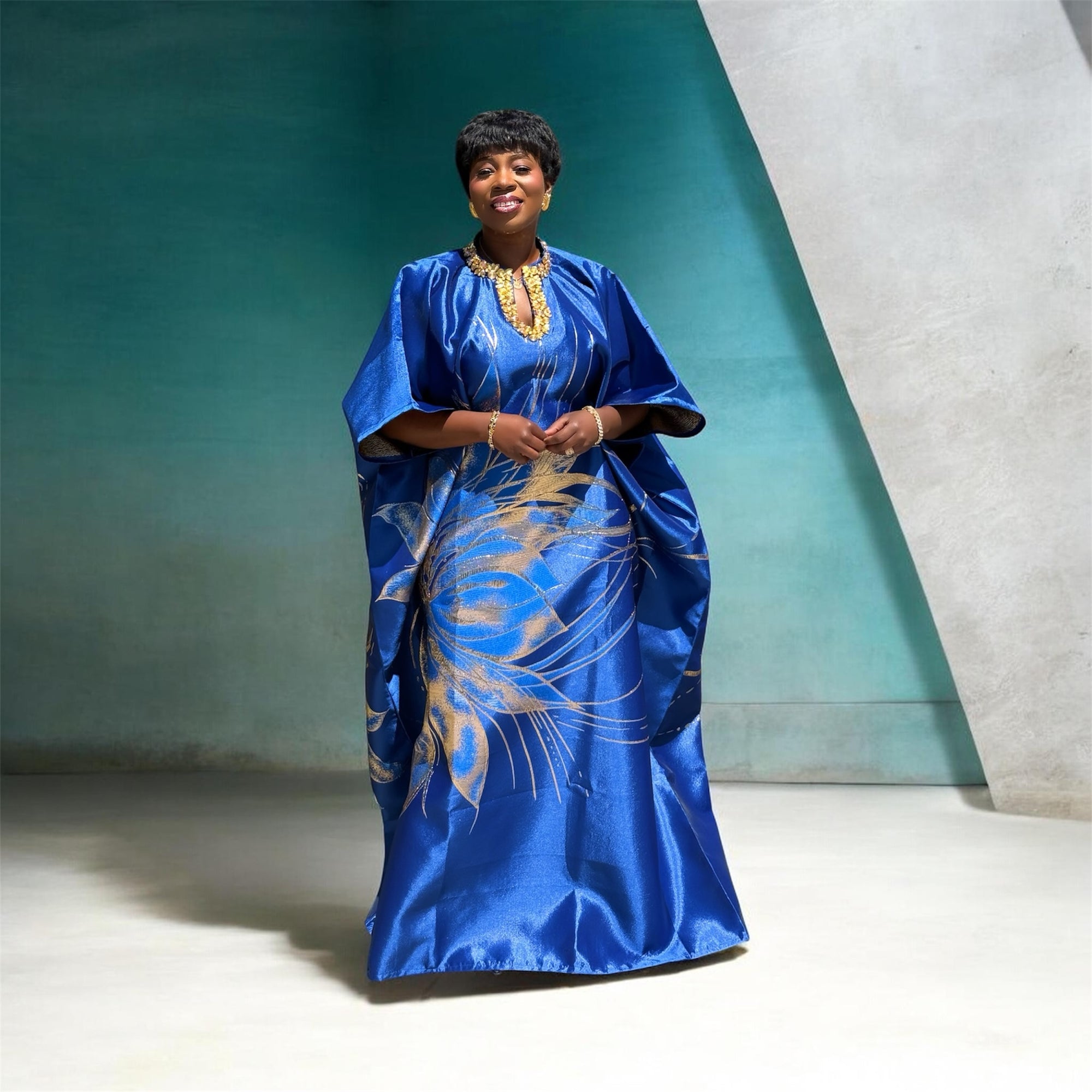 Grace  Luxury embellished Brocade Bubu with Scarf