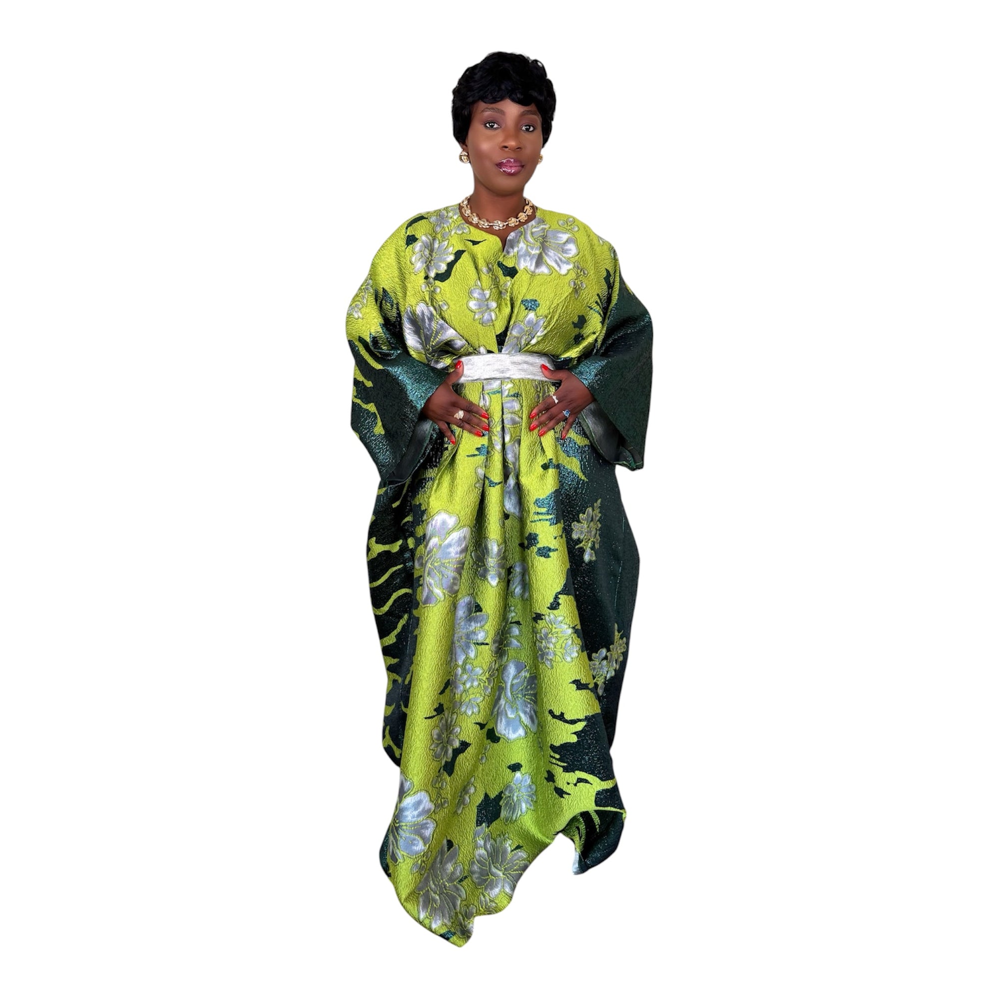 Emerald Bloom Luxury Brocade Boubou Set