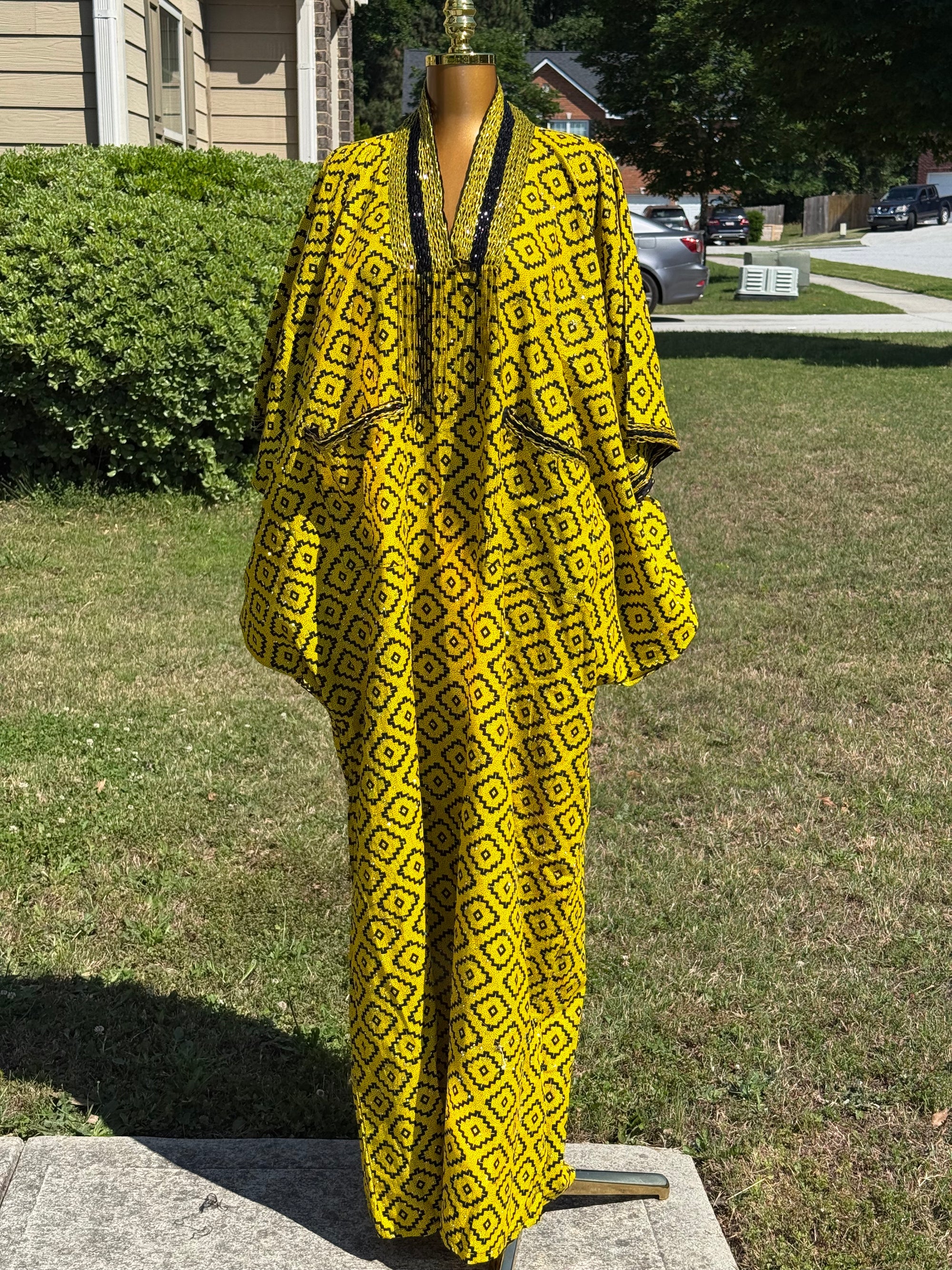 BELLA FULLY STONED ANKARA BUBU WITH BEADED NECLINE