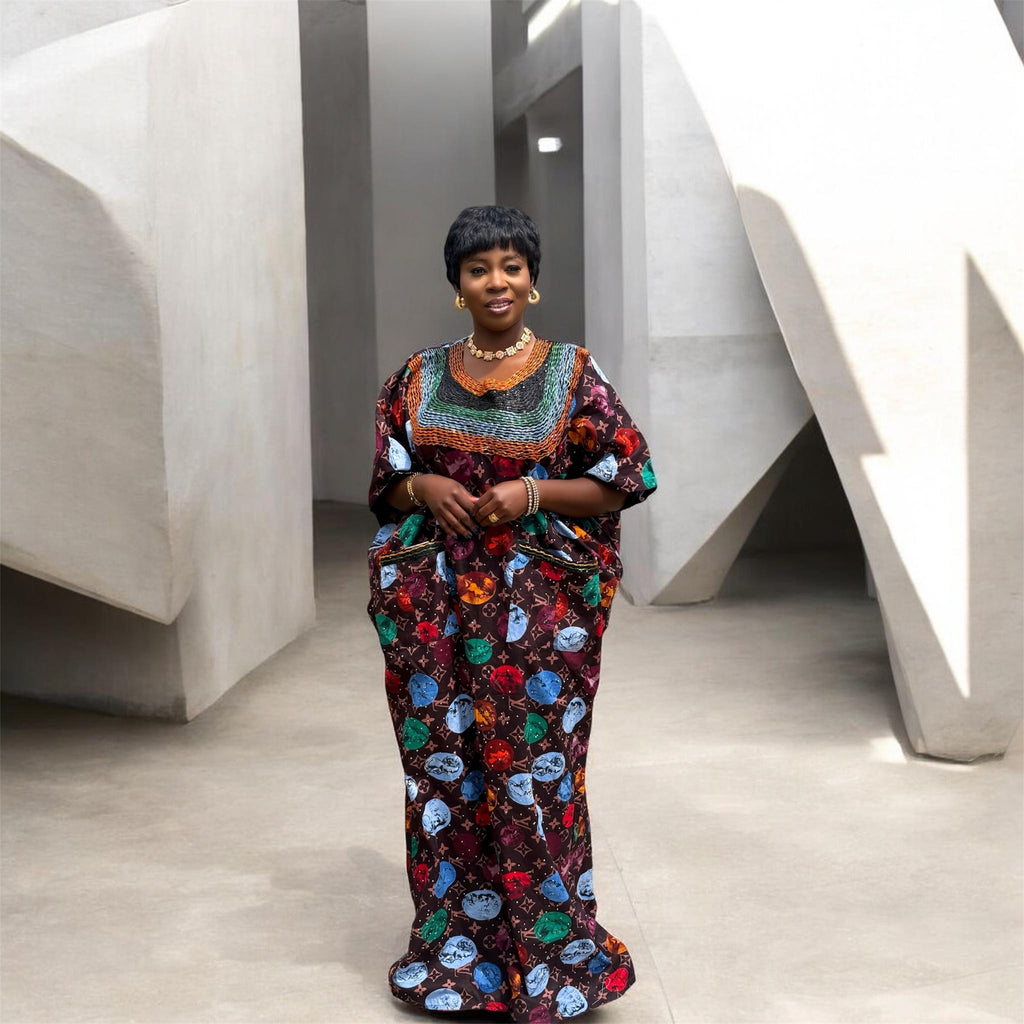 STONES ANKARA WITH BEADED NECKLINE