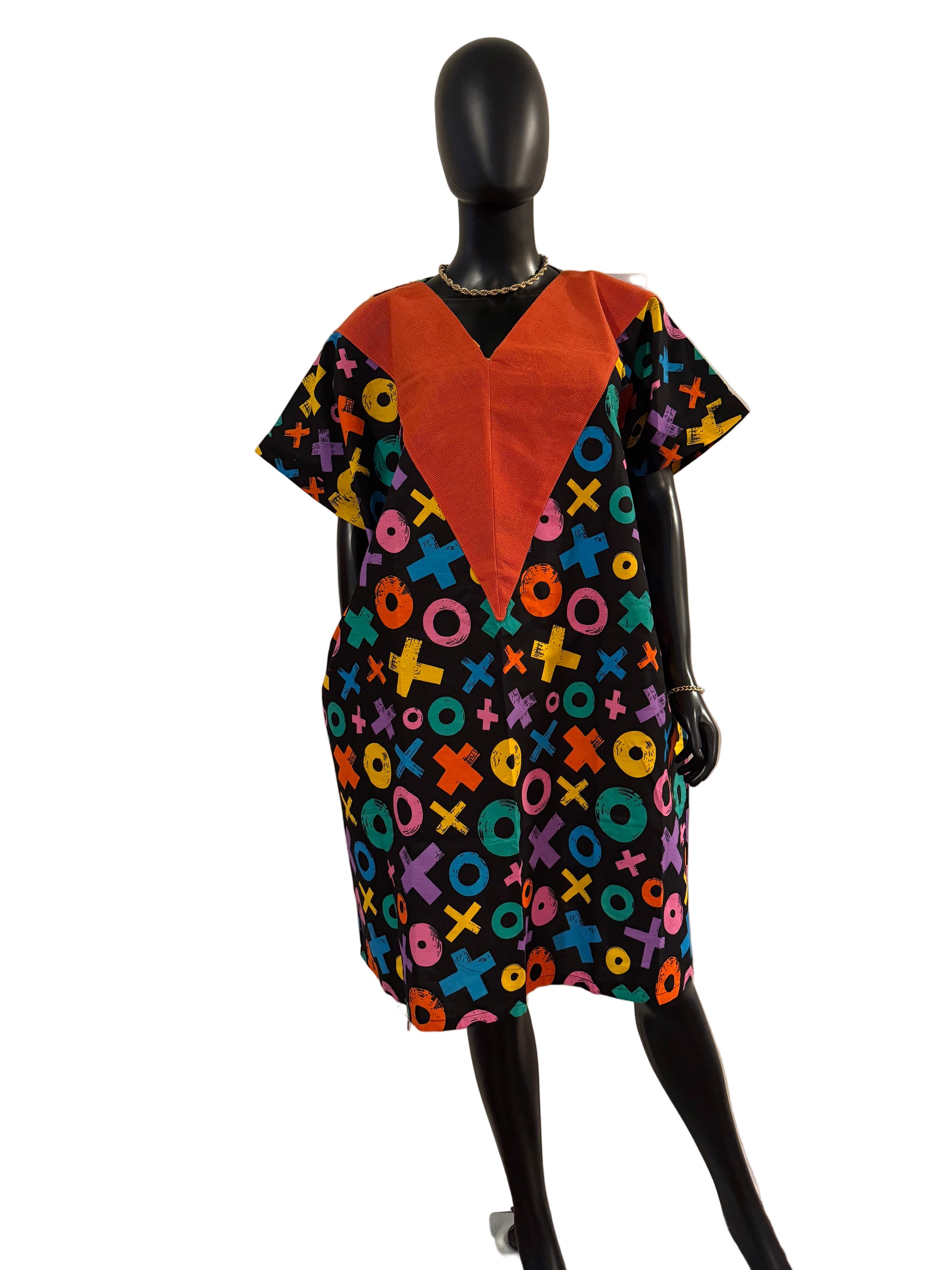 Mini Cotton  Ankara Bubu Dress with Asoke