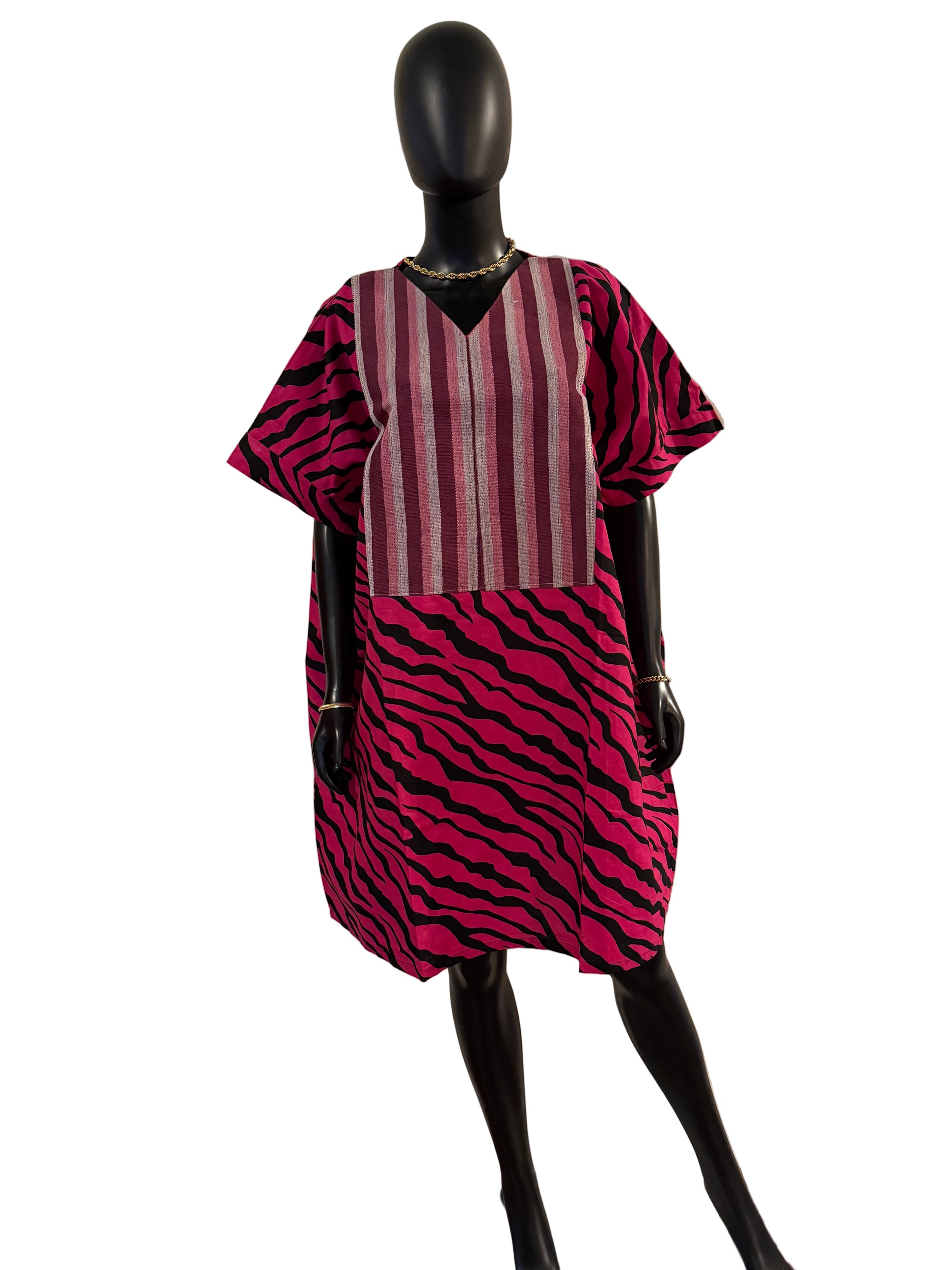 Mini Cotton  Ankara Bubu Dress with Asoke