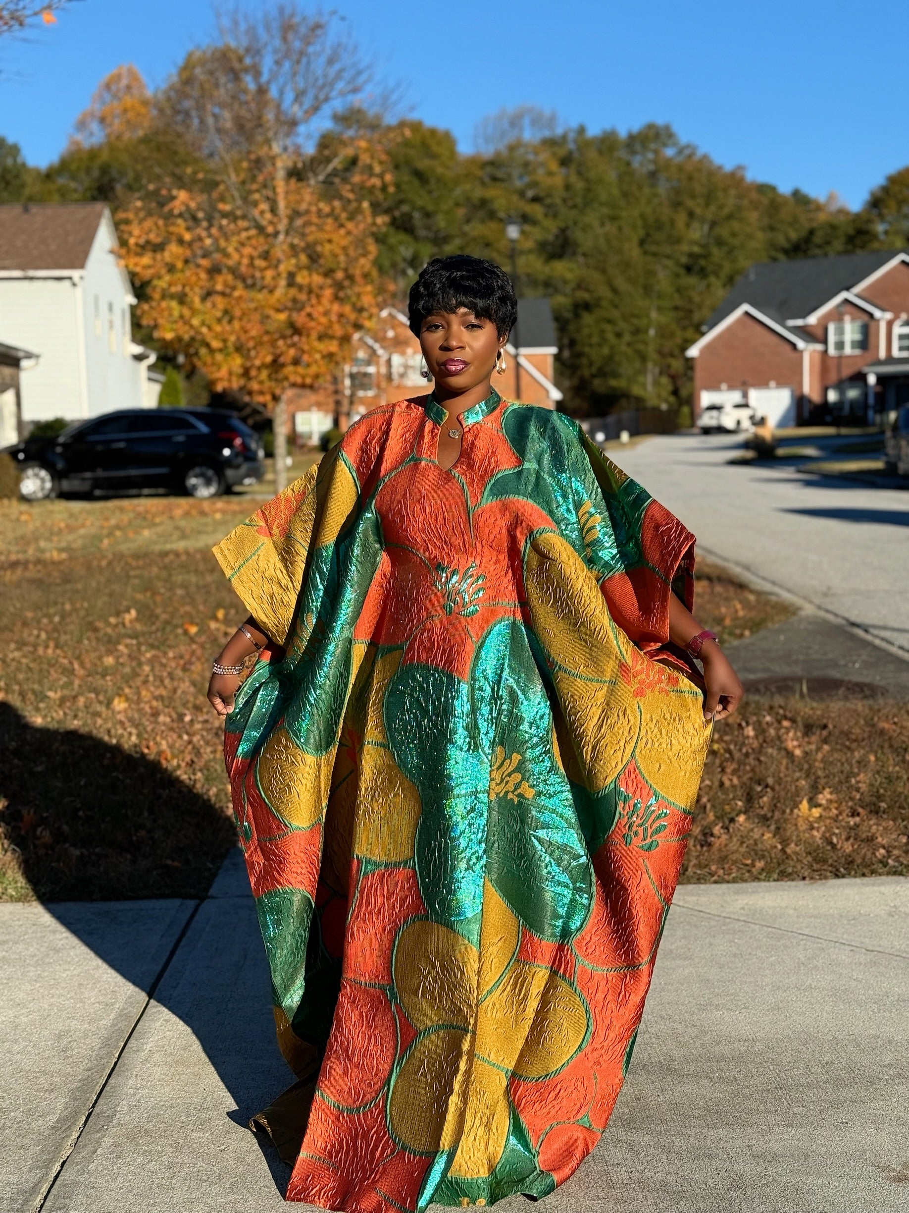 Dela Luxury brocade butterfly Bubu dress