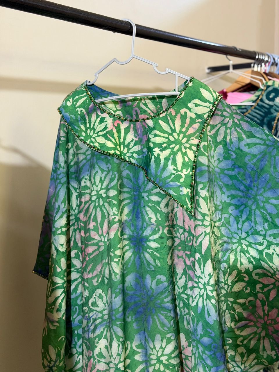 Hand beaded Cotton Batik (Adire) Bubu