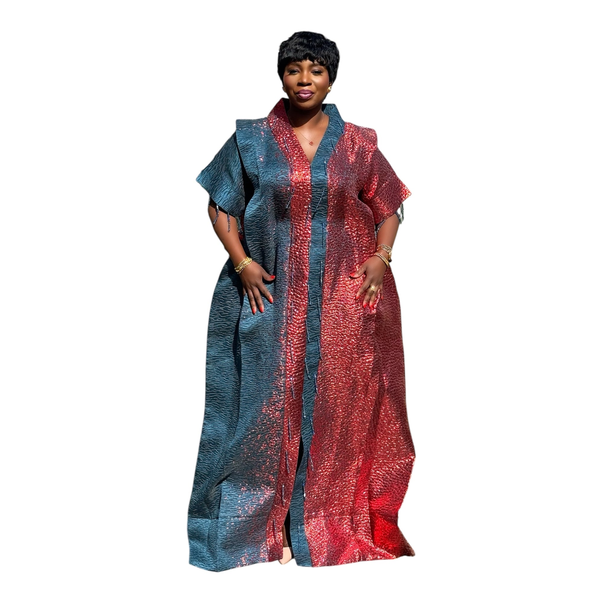 Adeola Beaded ombré Brocade Bubu