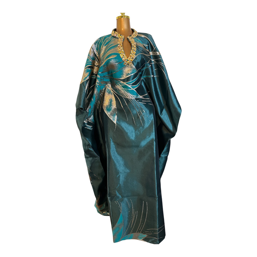 Grace  Luxury embellished Brocade Bubu with Scarf