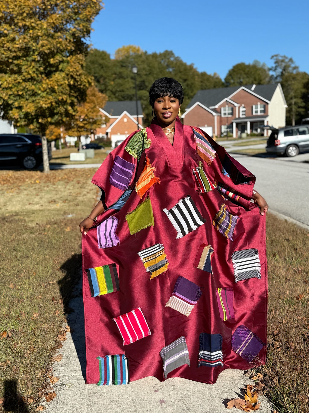 Luxury mikado with ASOKE patches Bubu butterfly dress