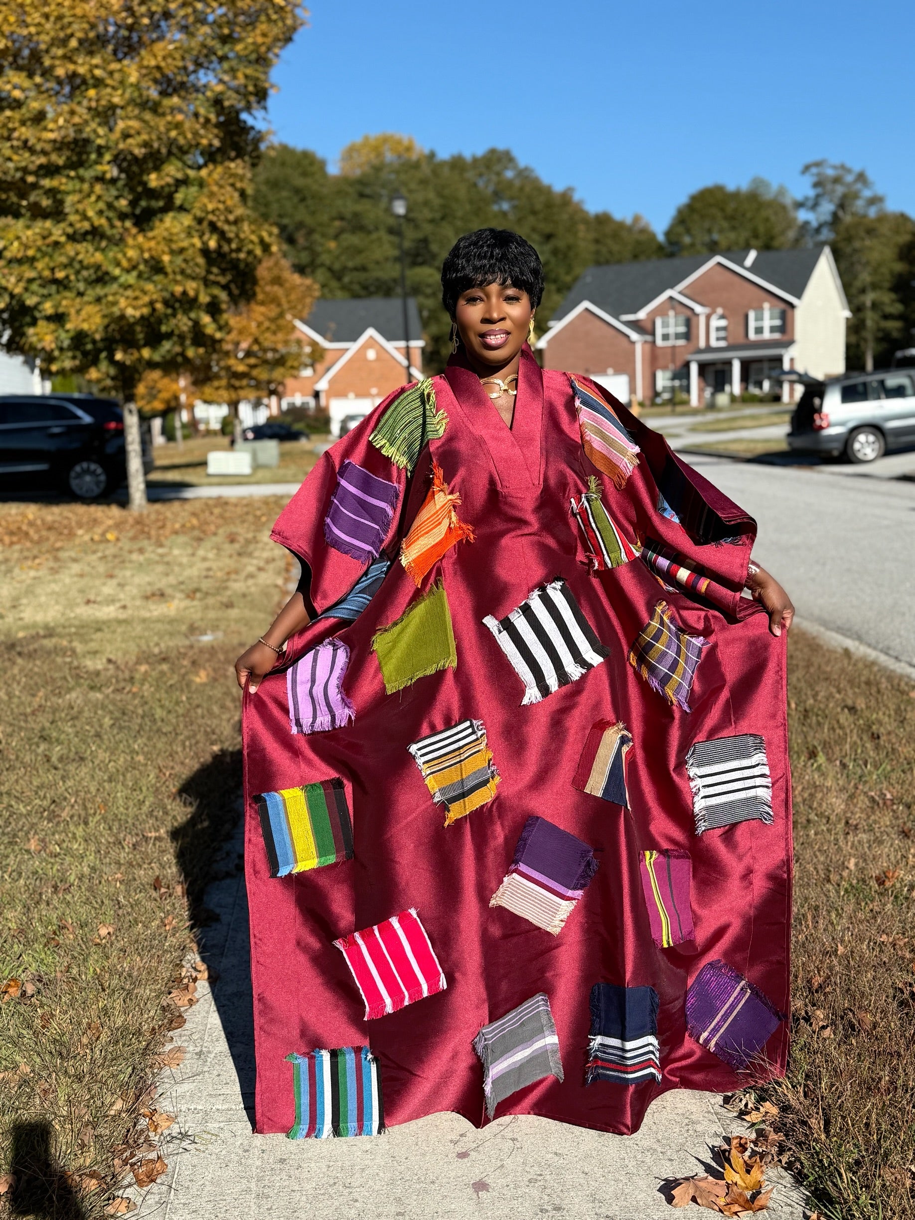 Luxury mikado with ASOKE patches Bubu butterfly dress