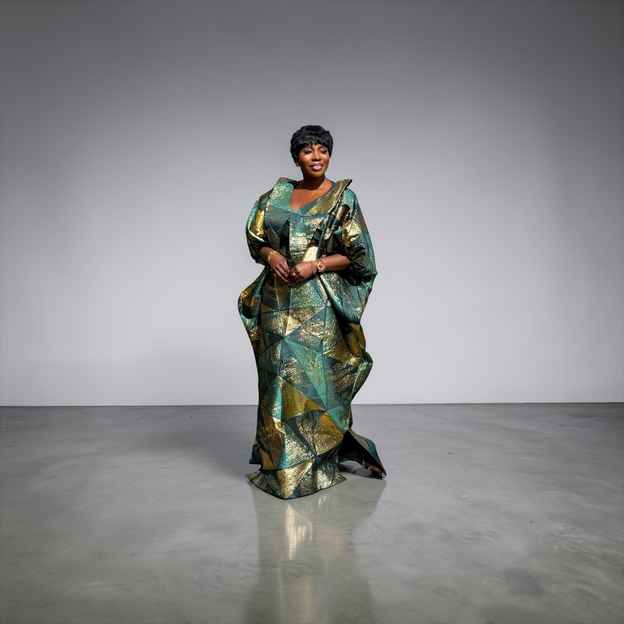 Maya  Luxury Brocade boubou dress with head wrap