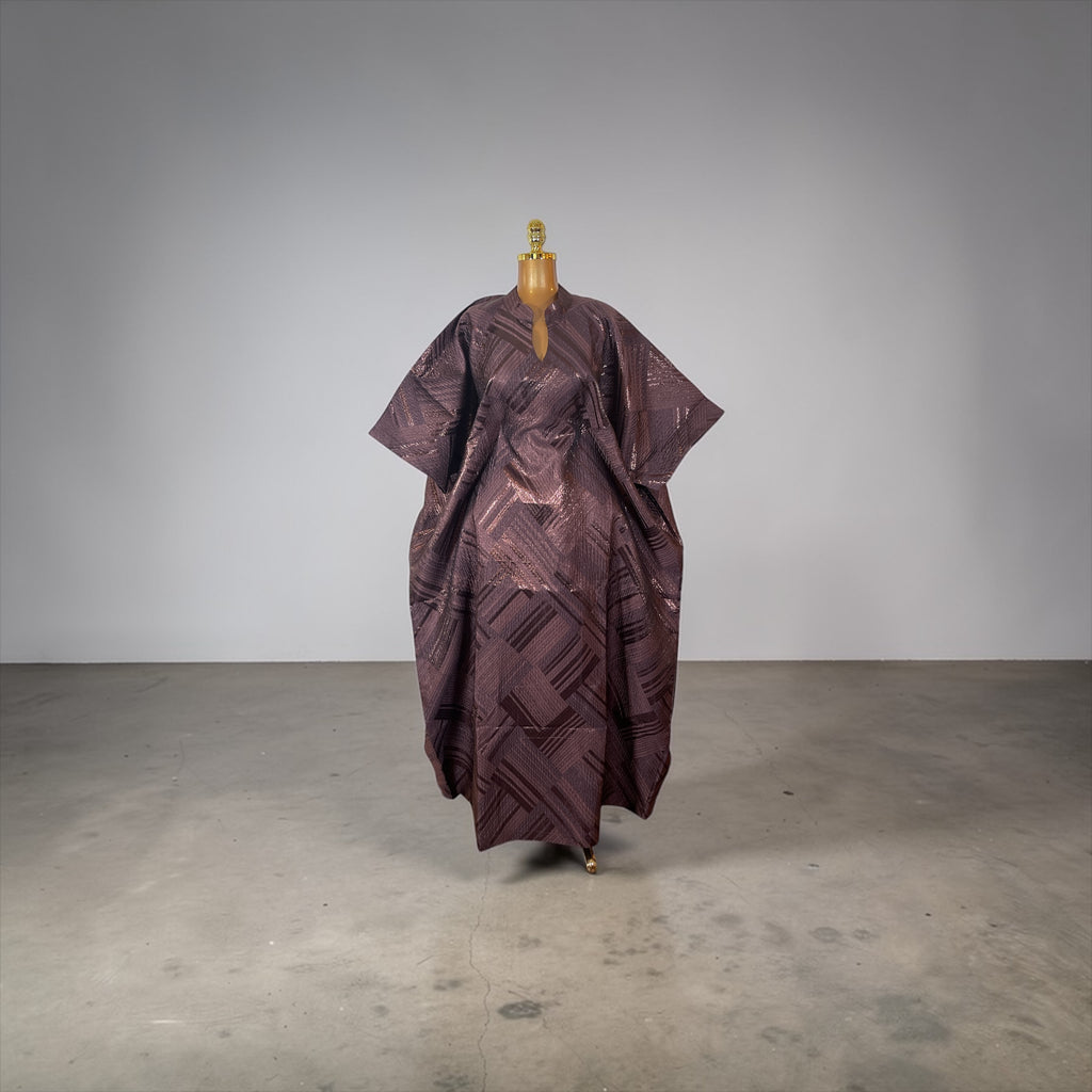 Luxury brocade boubou dress with head wrap