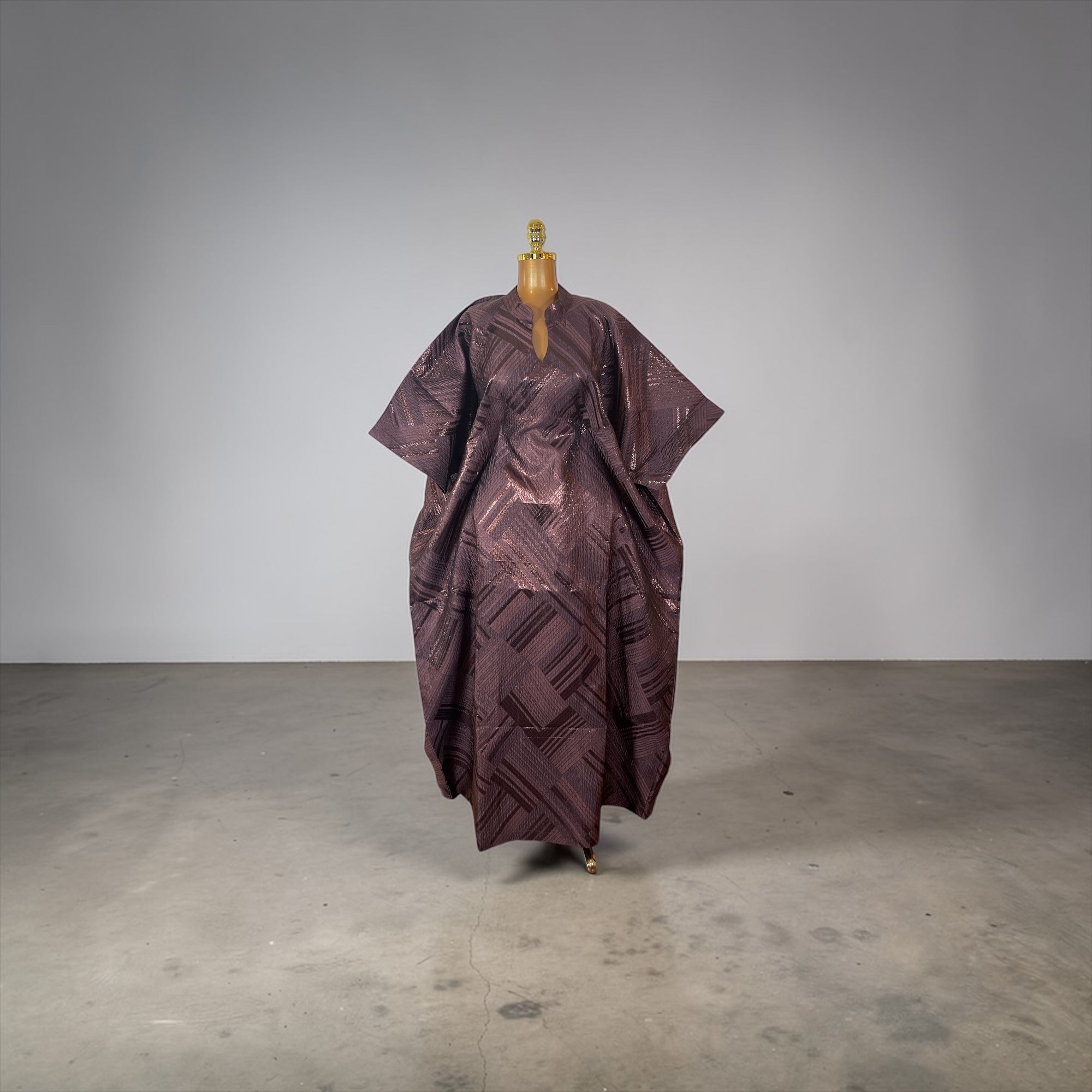 Luxury brocade boubou dress with head wrap