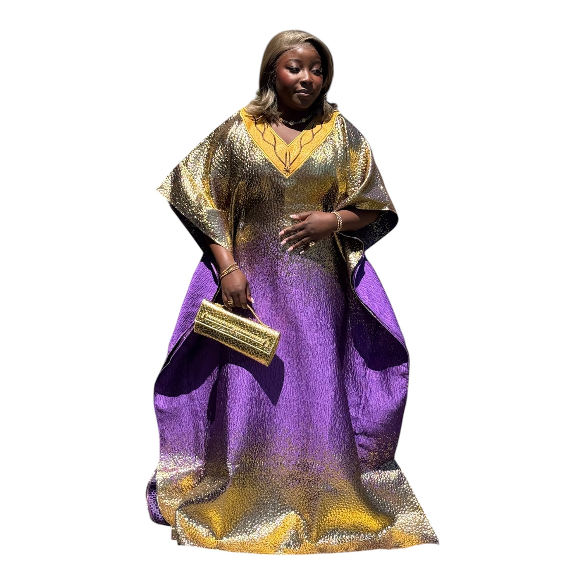 Brocade Embroidered Bubu with Head tie & Inner Belt