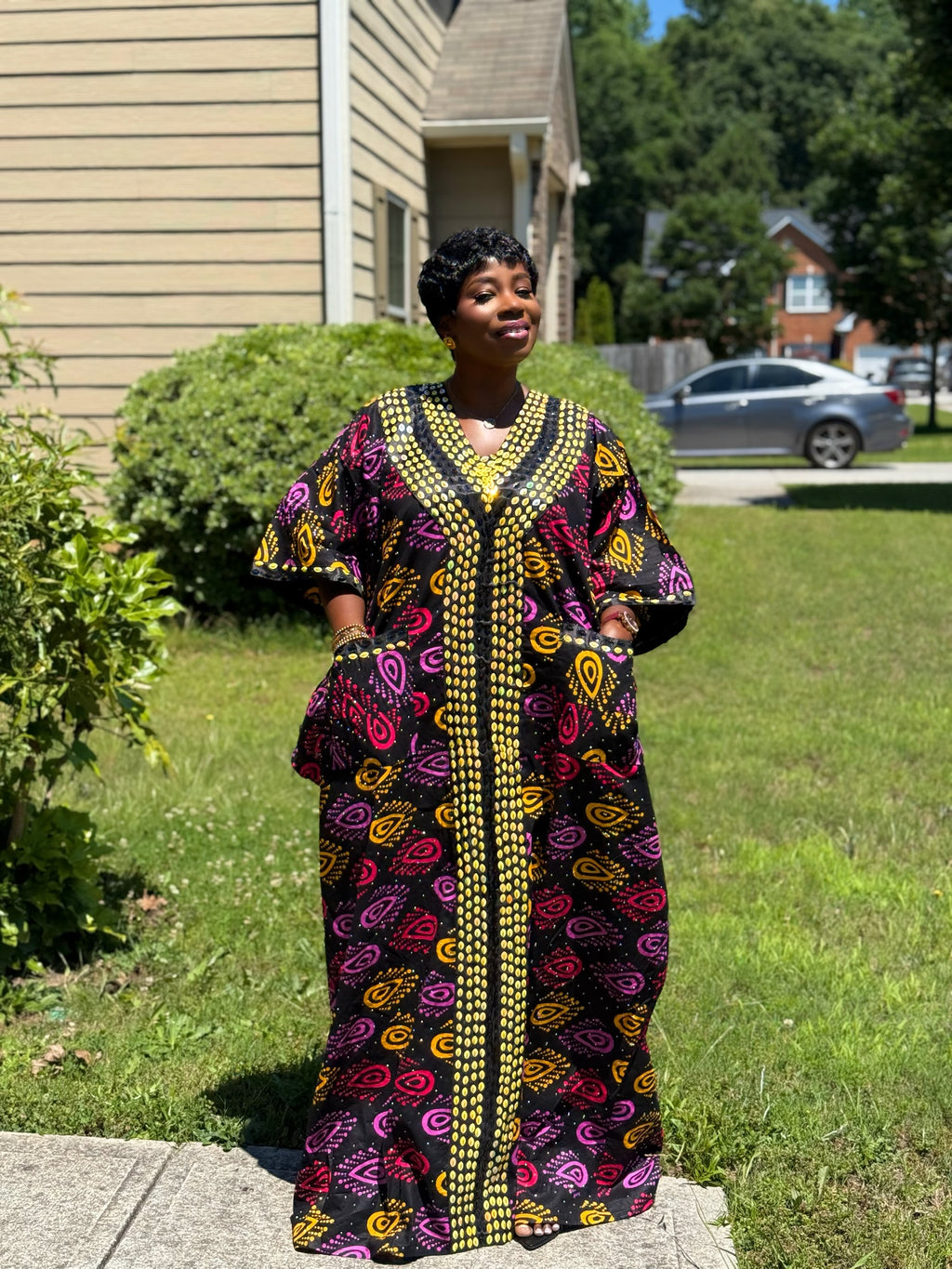 LUXURY FULLY BEADED COTTON ANKARA BUBU