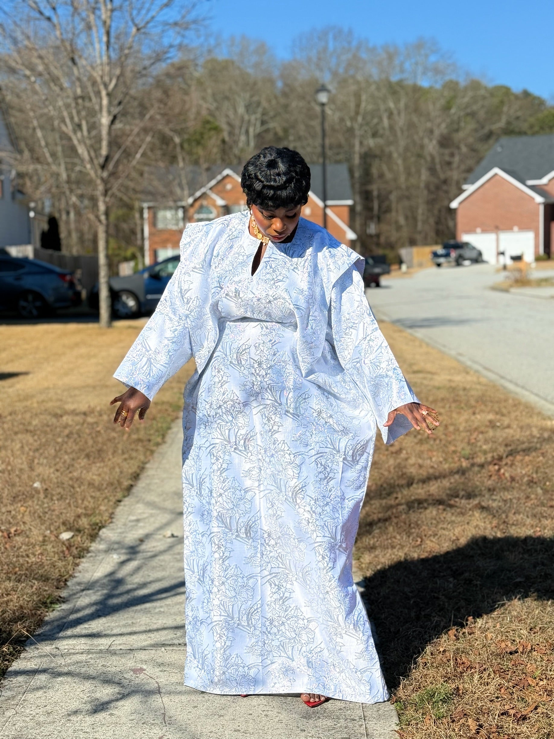 Faridah Luxury brocade boubou dress with head wrap