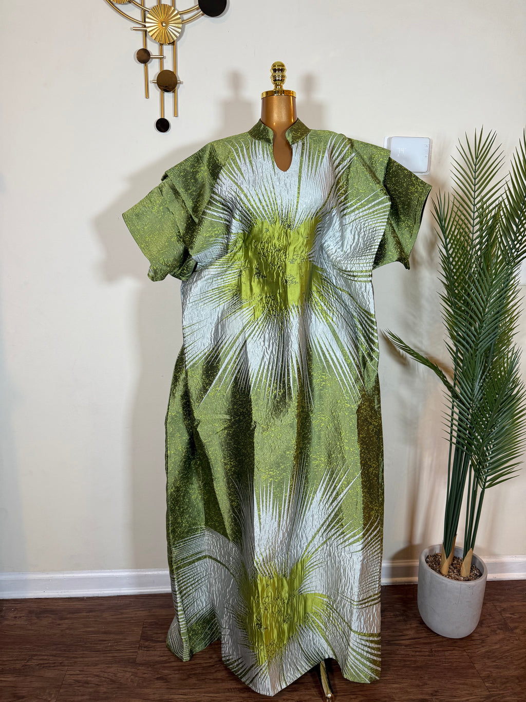 Regal Bloom Brocade Bubu Set 62” Luxury Kaftan with Head Wrap & Inner Belt