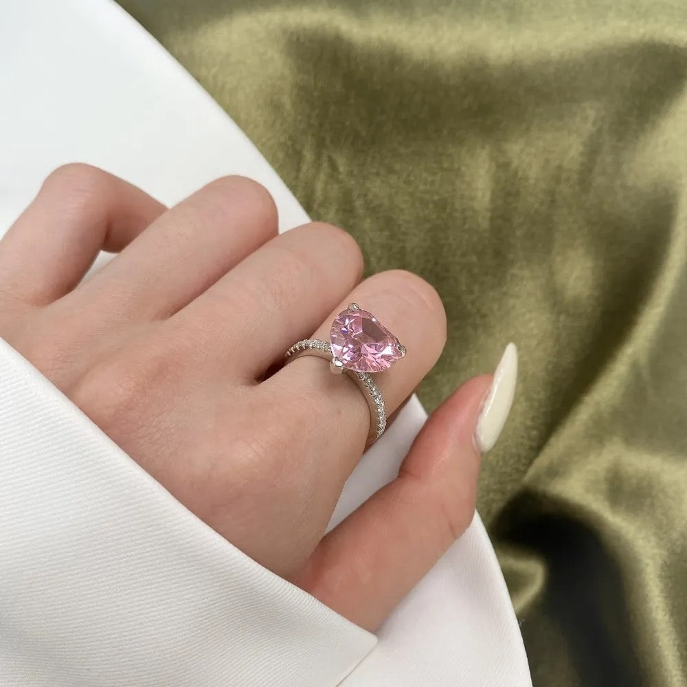 MEGAN PINK HEART RING (STERLING SILVER)