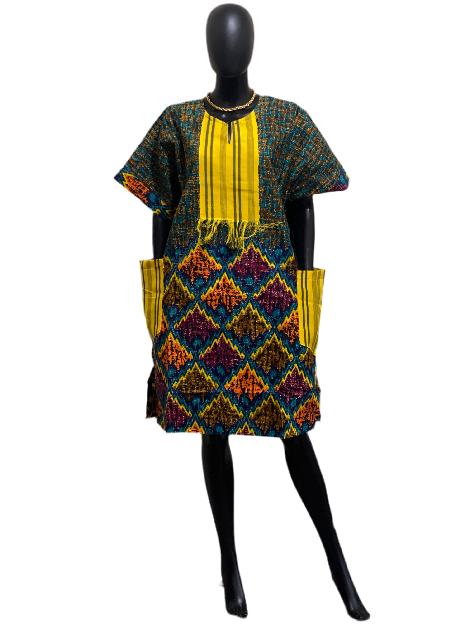 Short Ankara Bubu Dress with Asoke