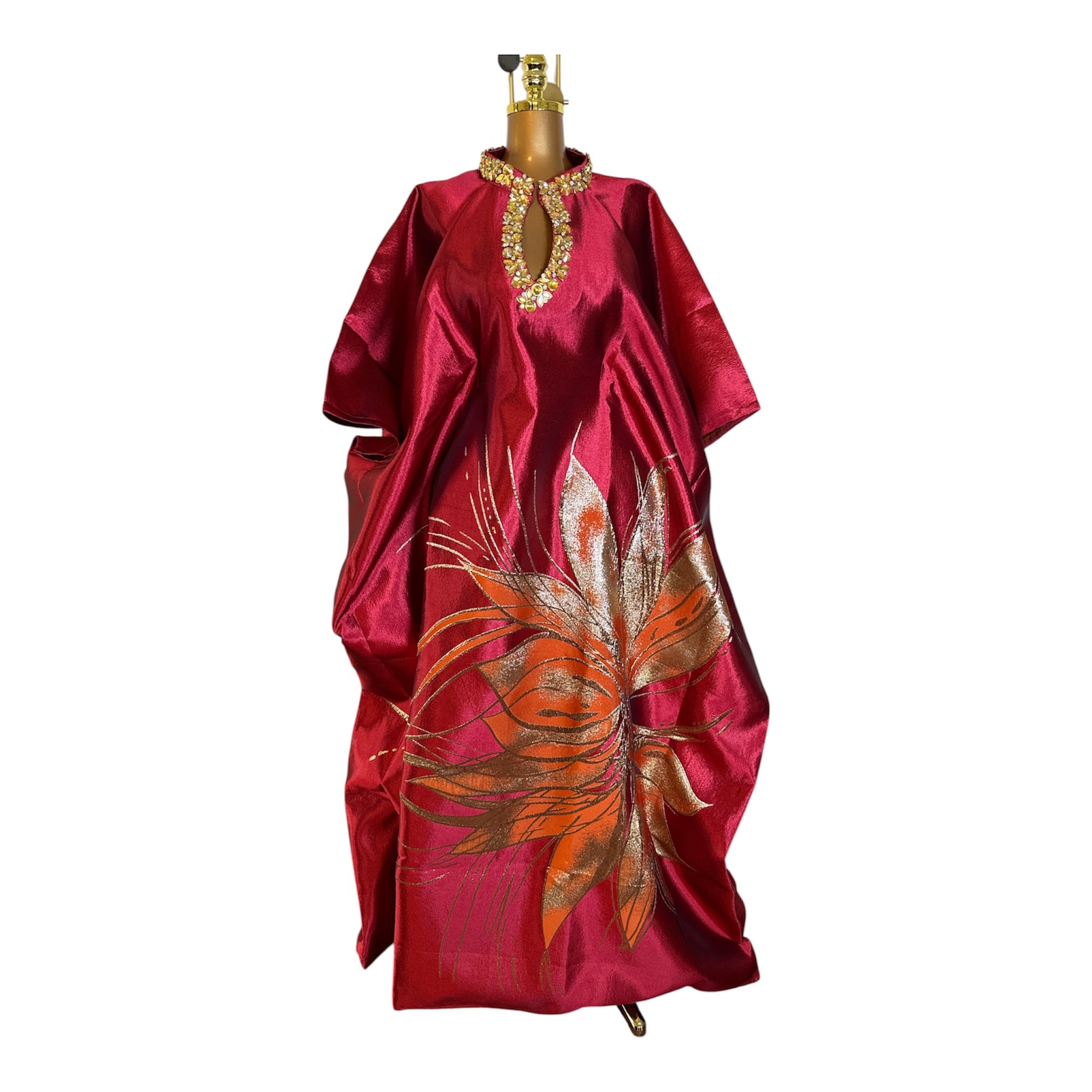 Grace  Luxury embellished Brocade Bubu with Scarf