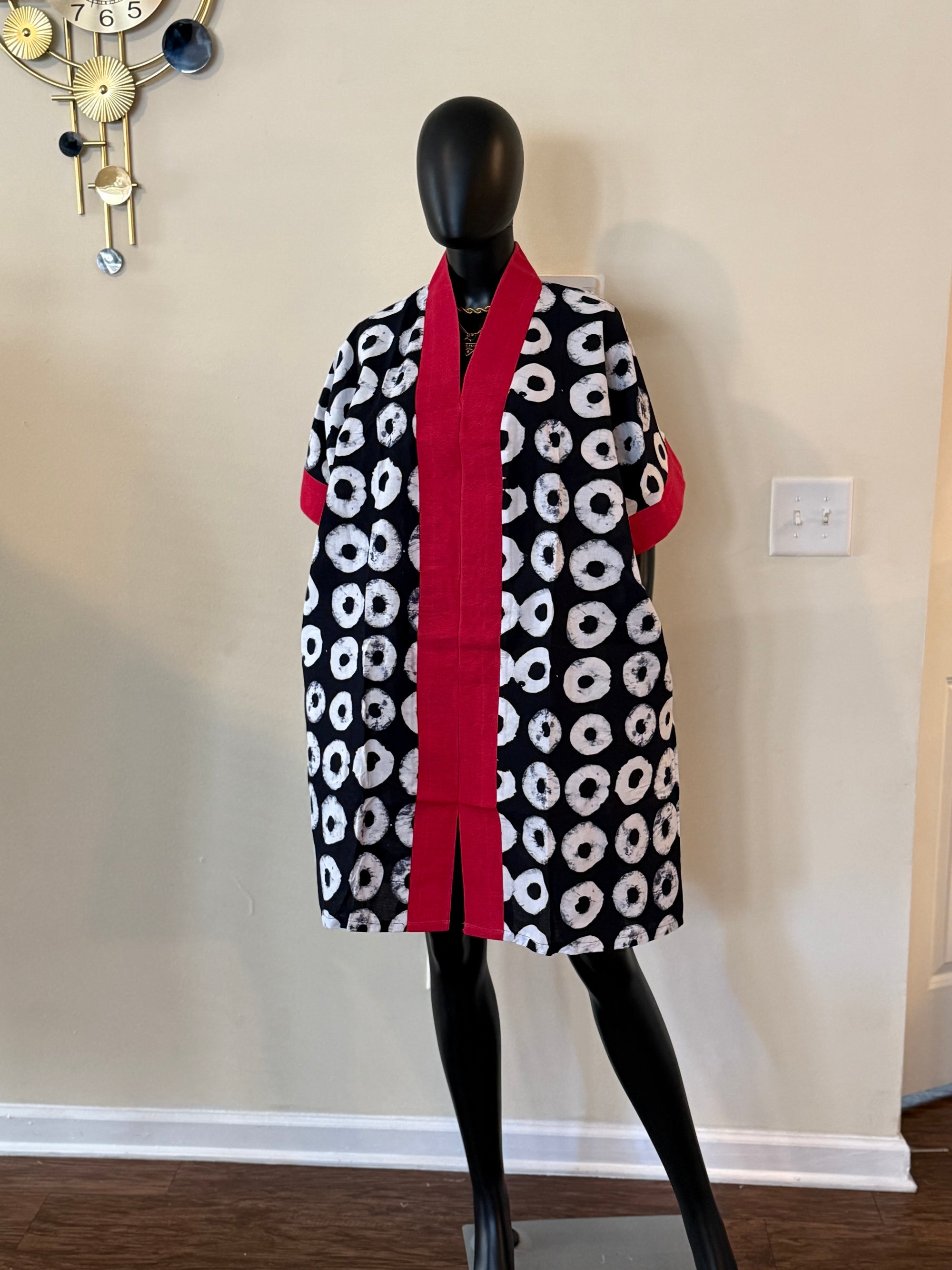 Chic Short Bubu Dress with Aso Oke Detail – One Size, 100% Cotton
