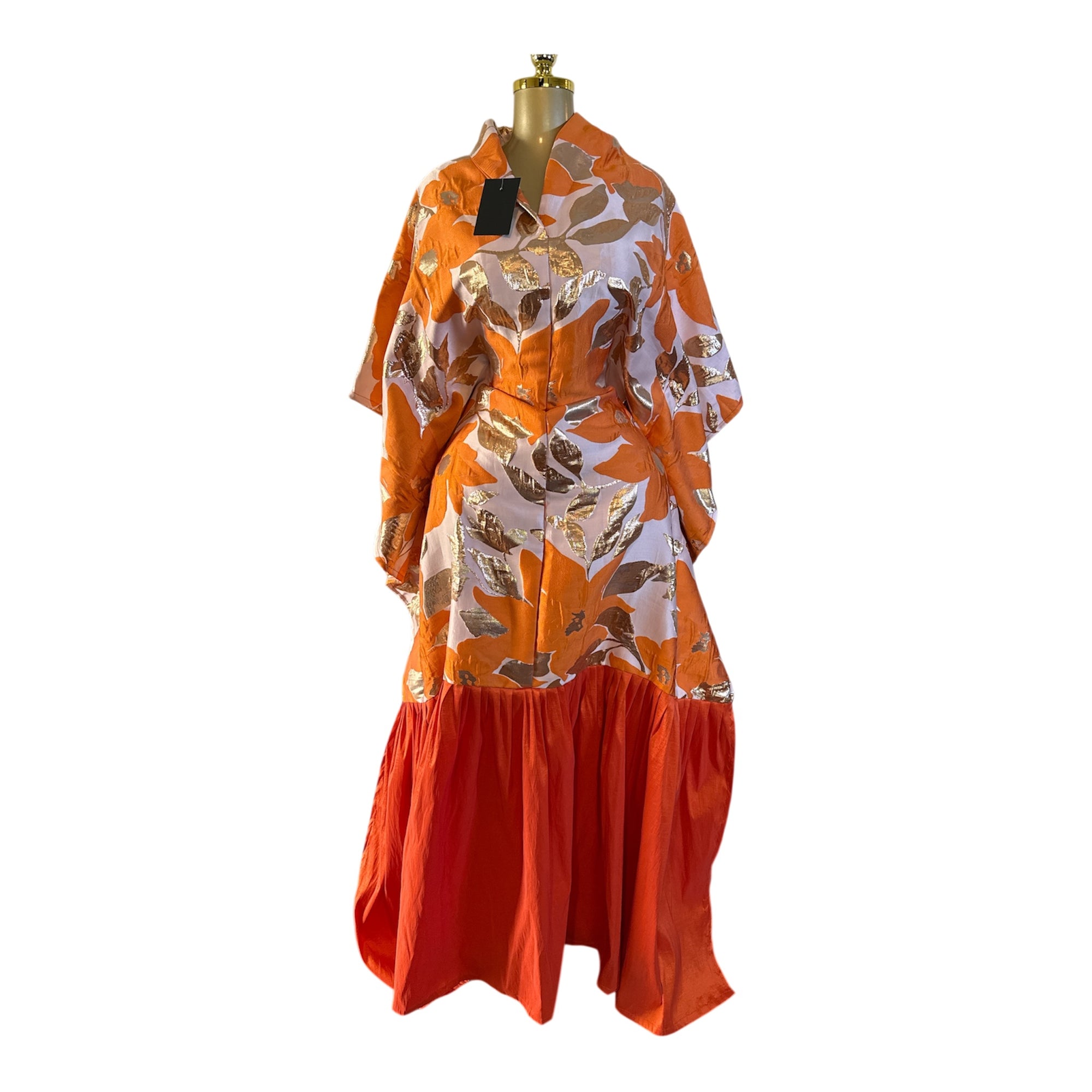 Luxury Brocade Boubou Dress –Ruffle Hem | Elegant African Maxi Dress | One Size Fits All