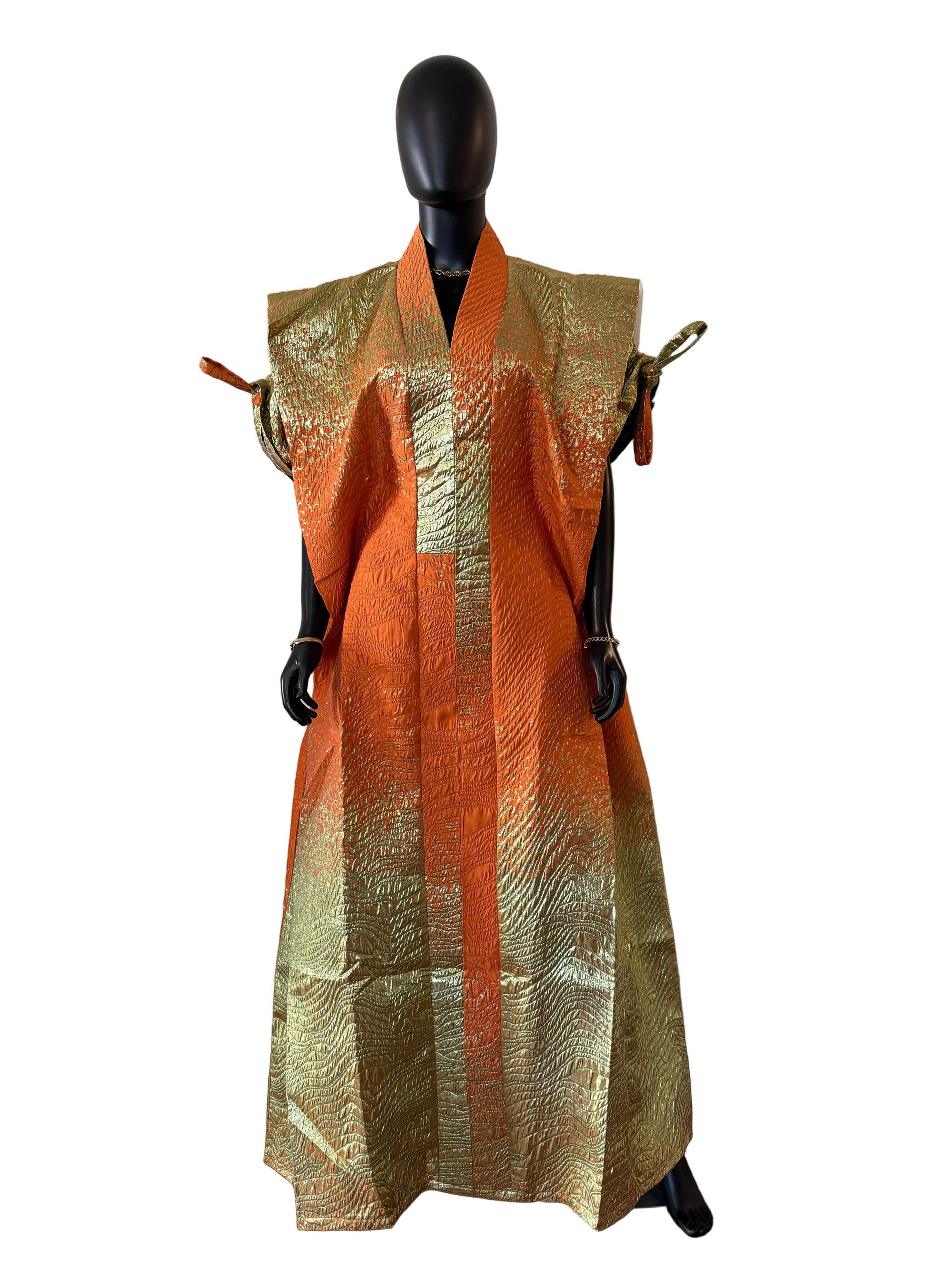 Brocade Bubu Set 62” Luxury Kaftan with Head Wrap & Inner Belt