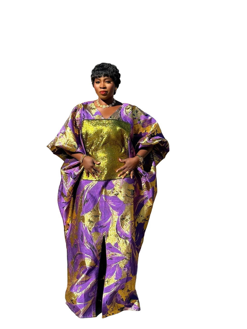 Yaya Luxury brocade boubou dress with head wrap
