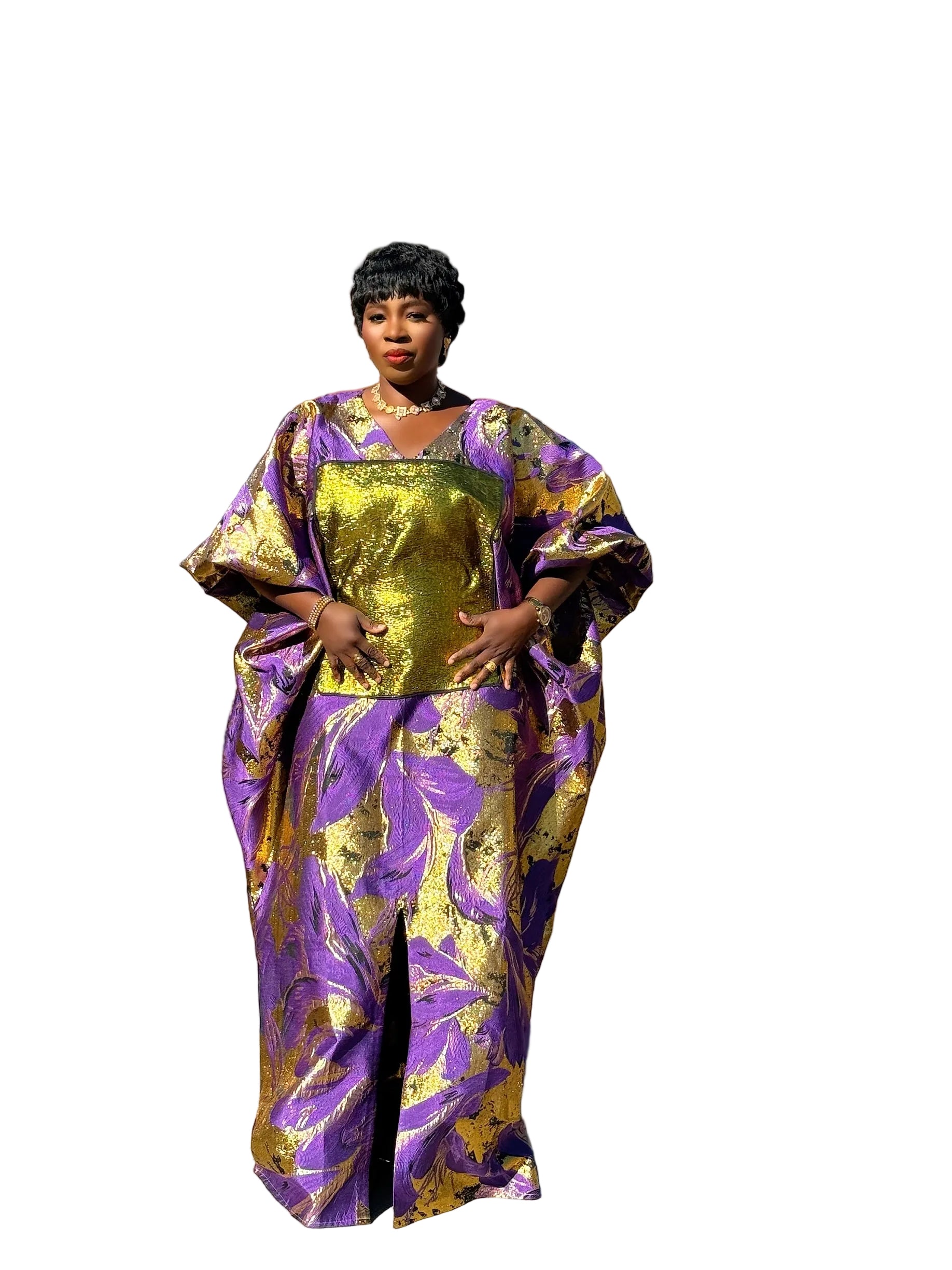 Yaya Luxury brocade boubou dress with head wrap