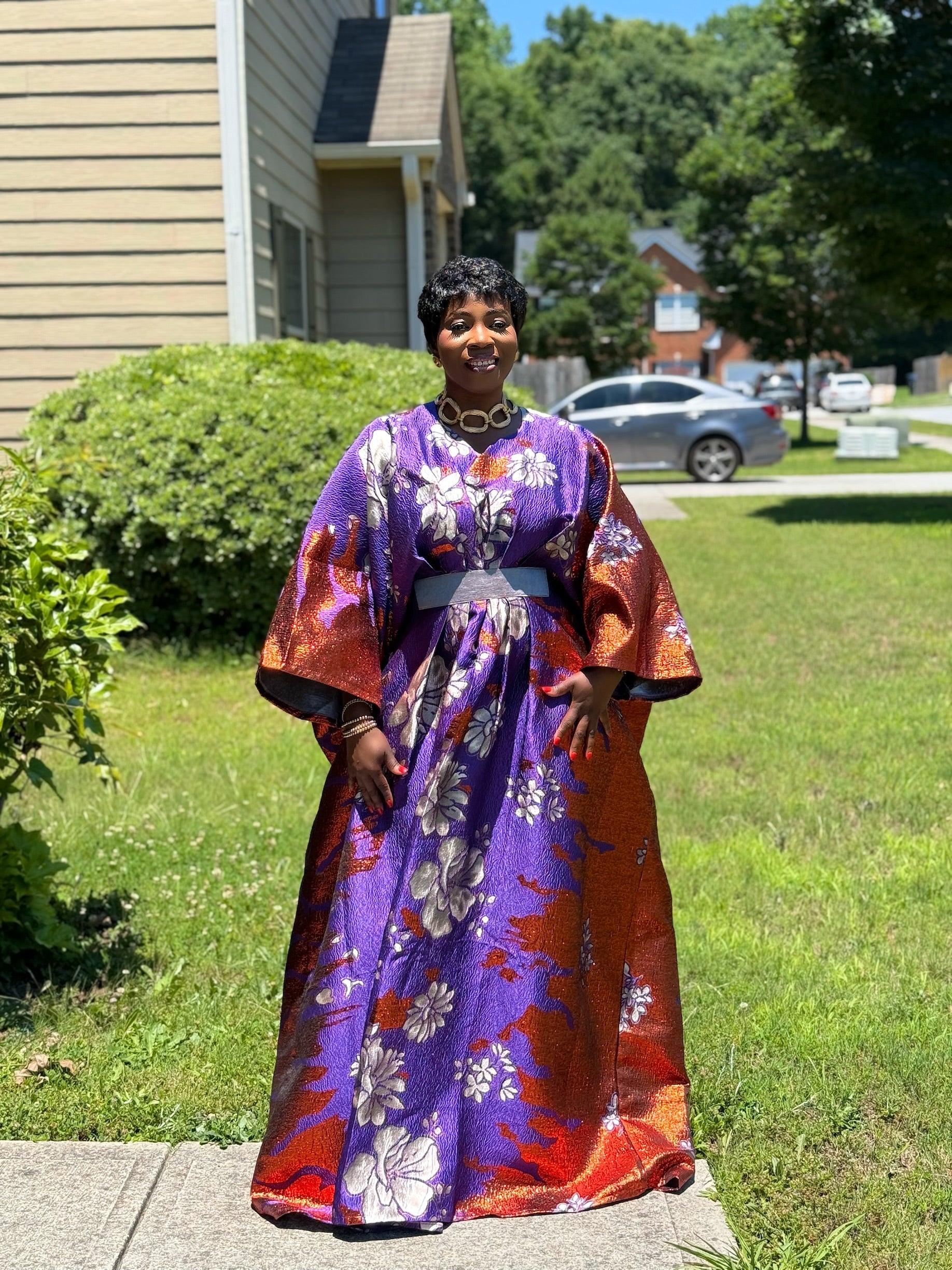 Emerald Bloom Luxury Brocade Boubou Set