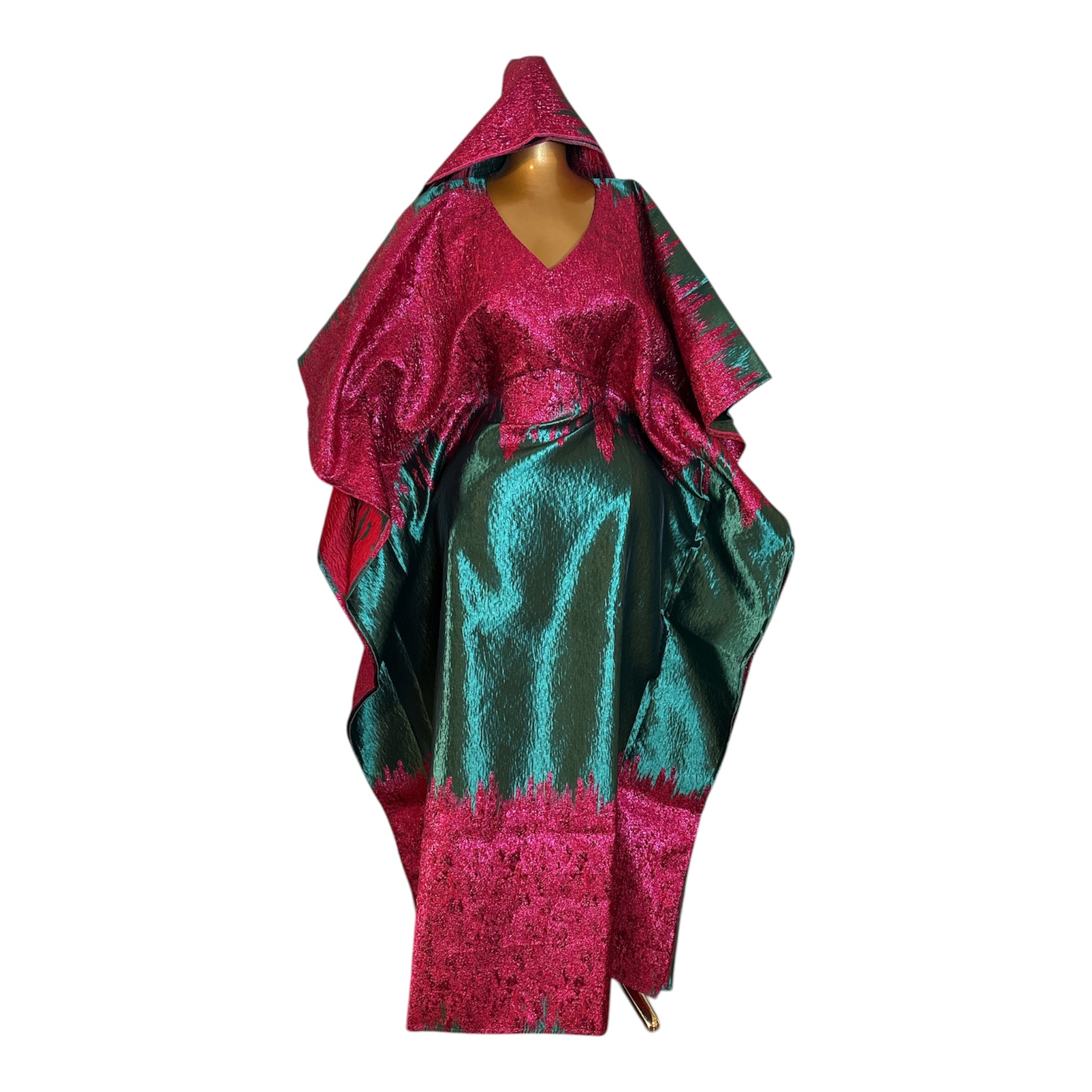 Imade Luxury brocade butterfly boubou dress with head tie