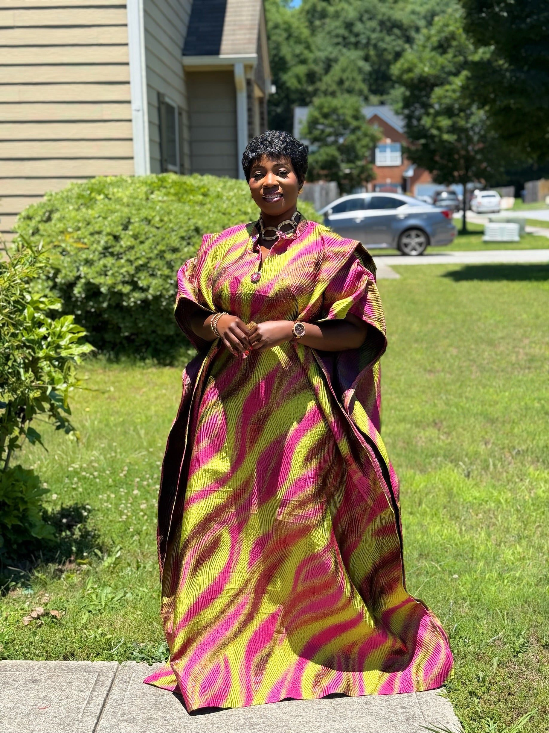 Dela Luxury brocade butterfly Bubu dress