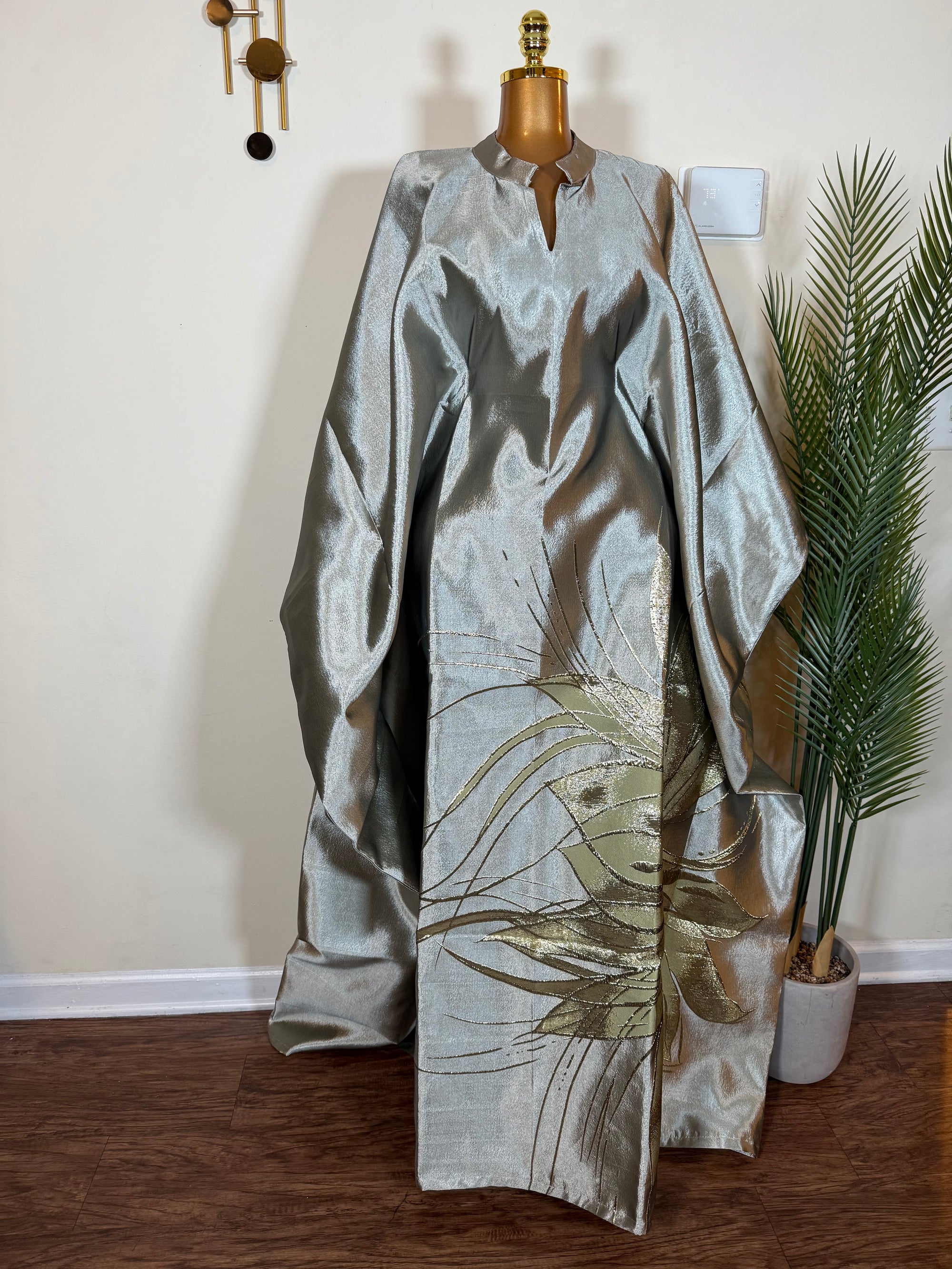 Brocade Bubu Set 62” Luxury Kaftan with Head Wrap & Inner Belt