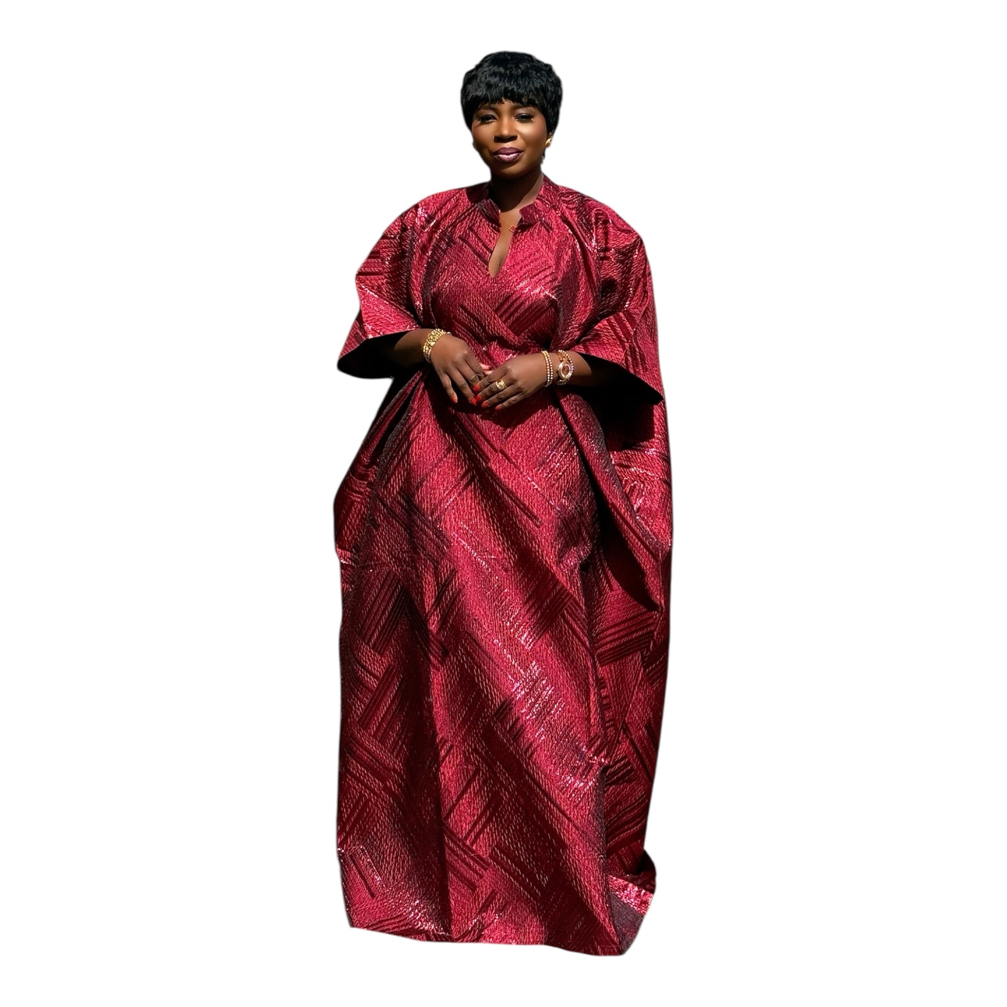 Luxury brocade boubou dress with head wrap