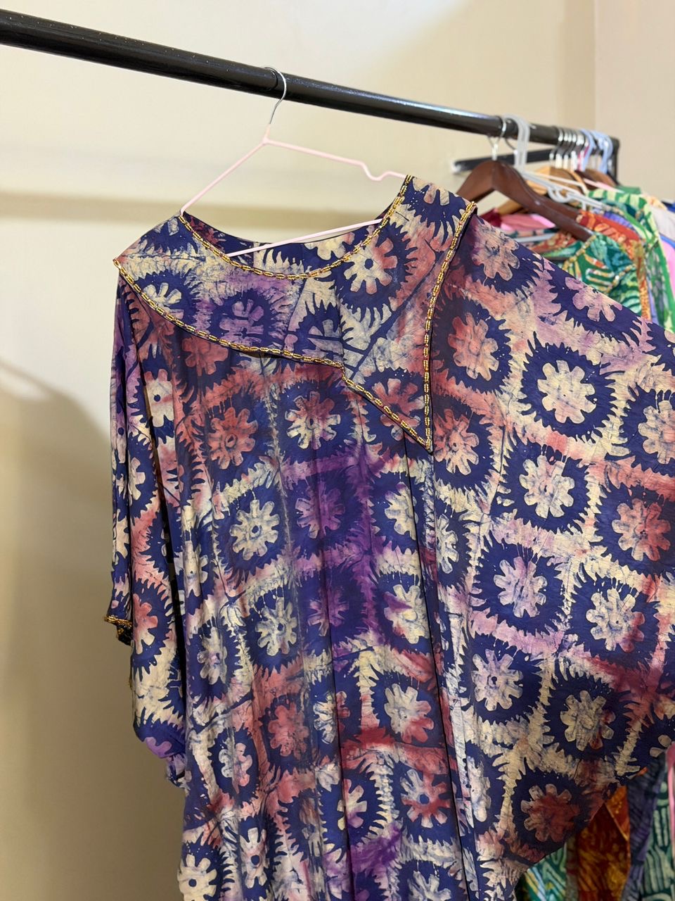 Hand beaded Cotton Batik (Adire) Bubu