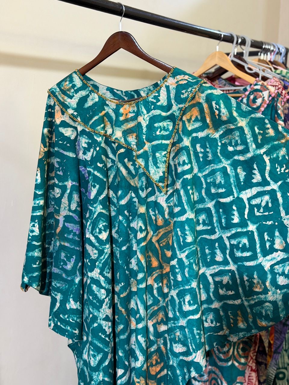 Hand beaded Cotton Batik (Adire) Bubu