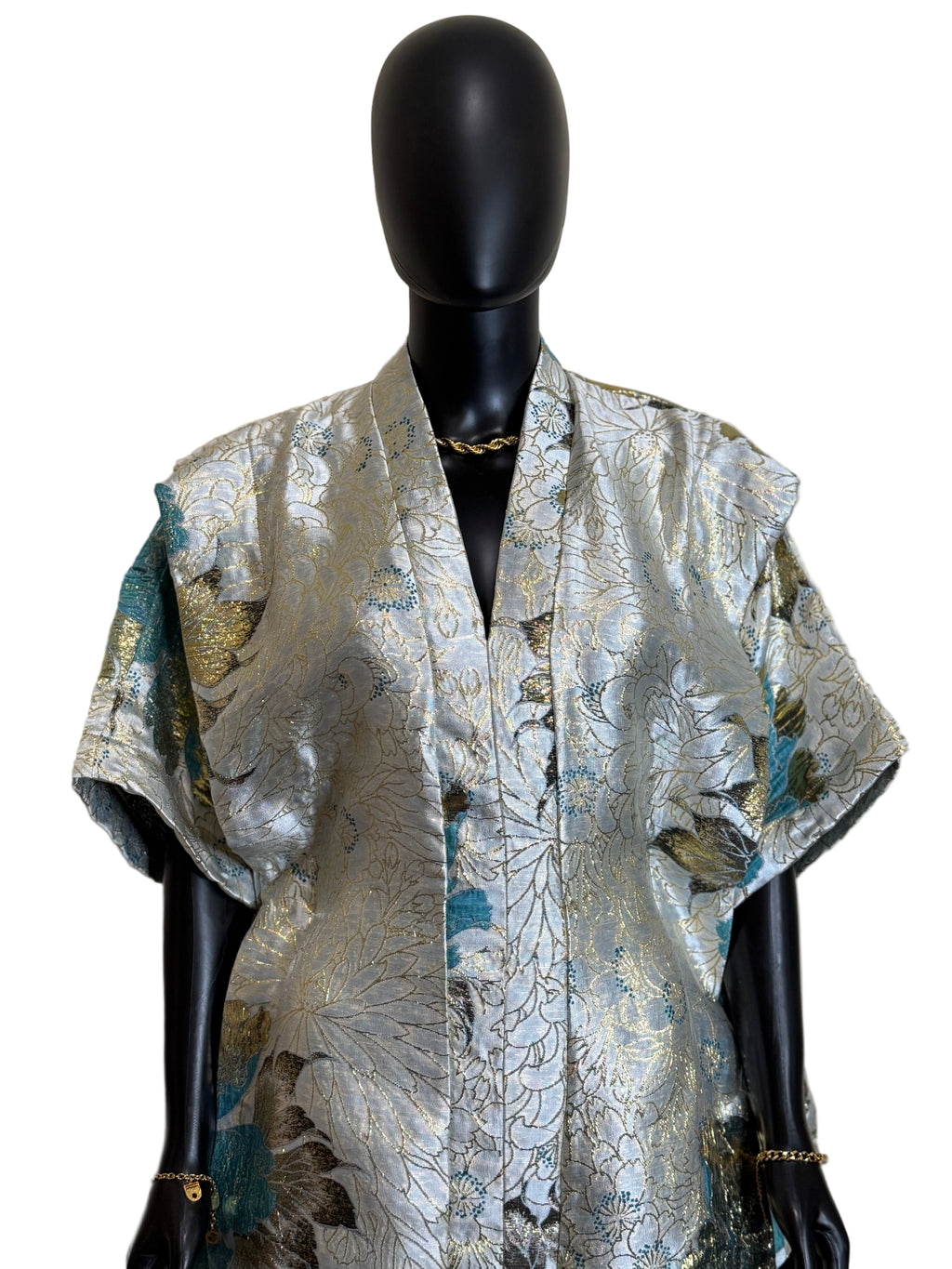 Morounkeji Brocade Bubu Dress | 62” Long African Kaftan with Inner Belt, Head Scarf, Pockets & Side Slits