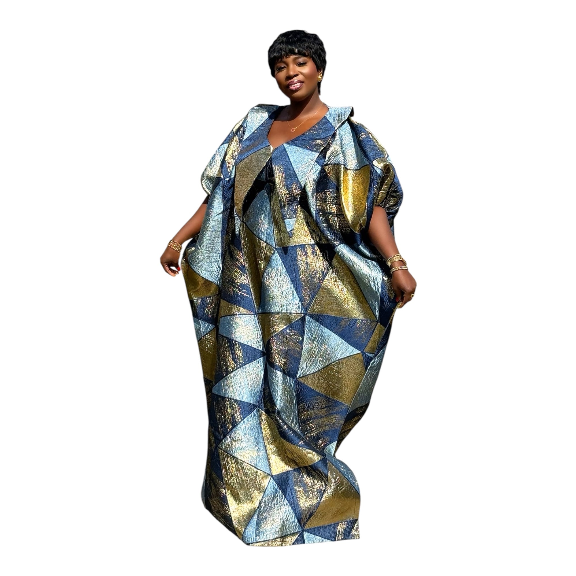 Maya  Luxury Brocade boubou dress with head wrap