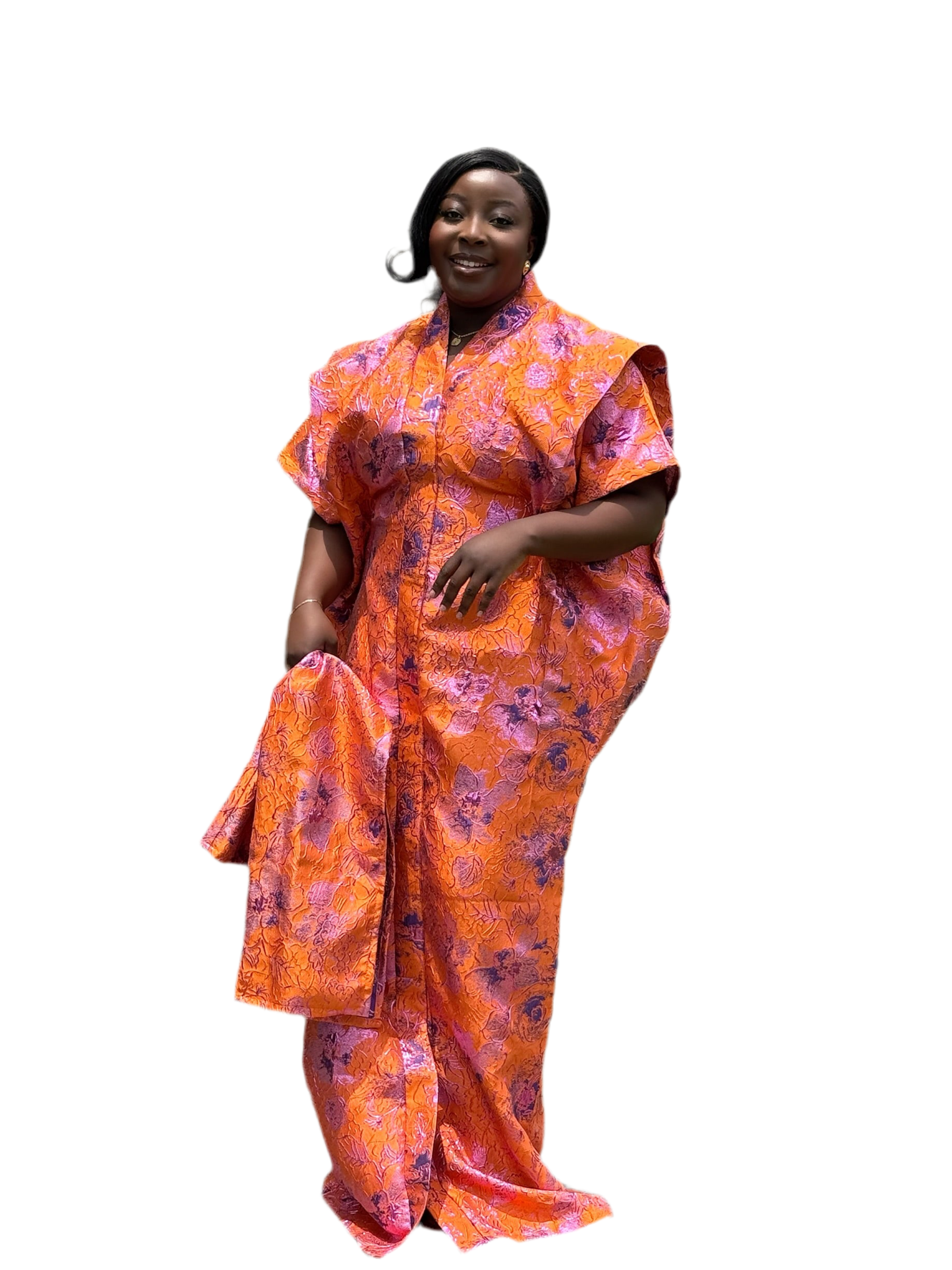 IMADE Floral Elegance Bubu – 65” Free-Size with Pleated Shoulders & Headscarf