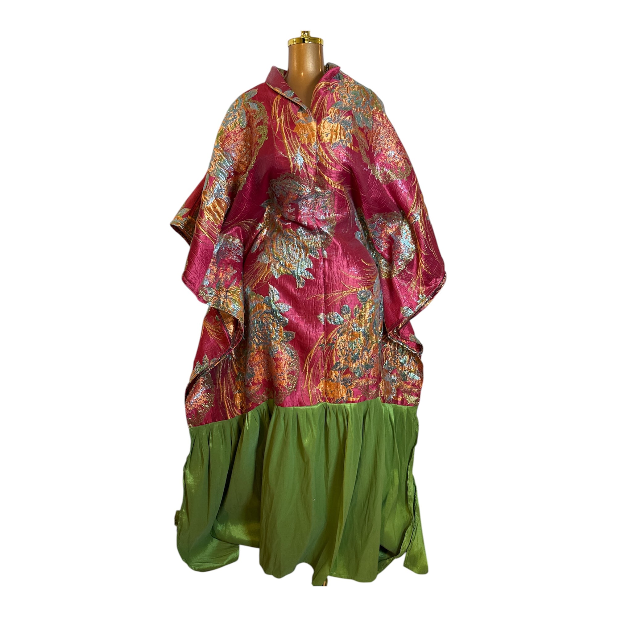 Luxury Brocade Boubou Dress –Ruffle Hem | Elegant African Maxi Dress | One Size Fits All