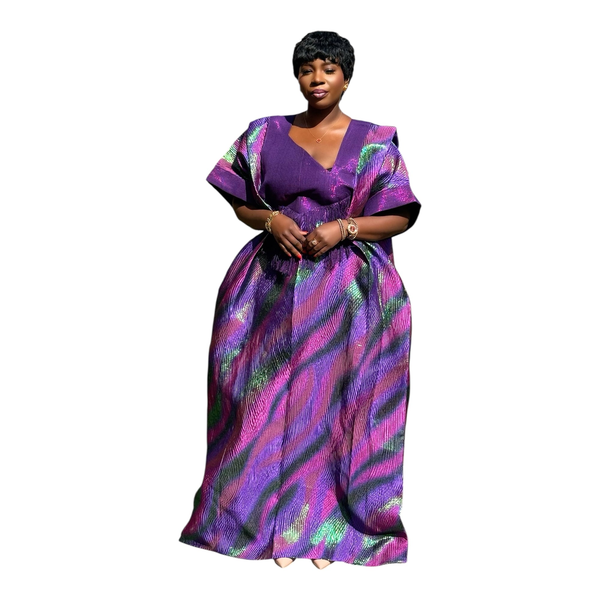 Bela  Luxury brocade boubou dress with head wrap
