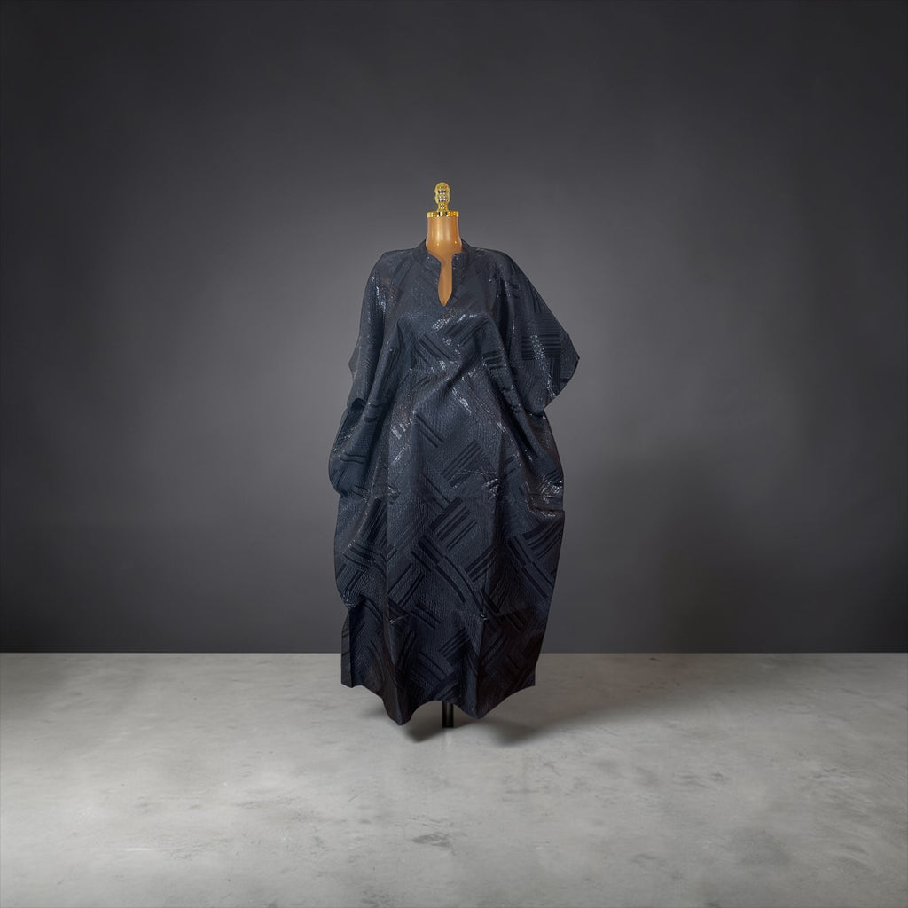 Luxury brocade boubou dress with head wrap