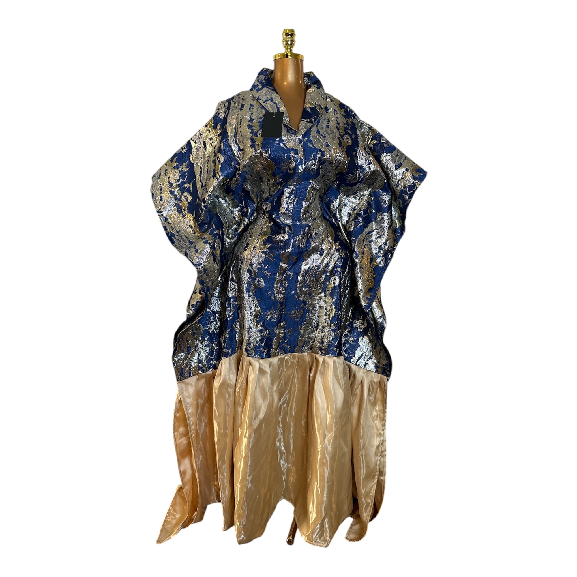 Luxury Brocade Boubou Dress –Ruffle Hem | Elegant African Maxi Dress | One Size Fits All